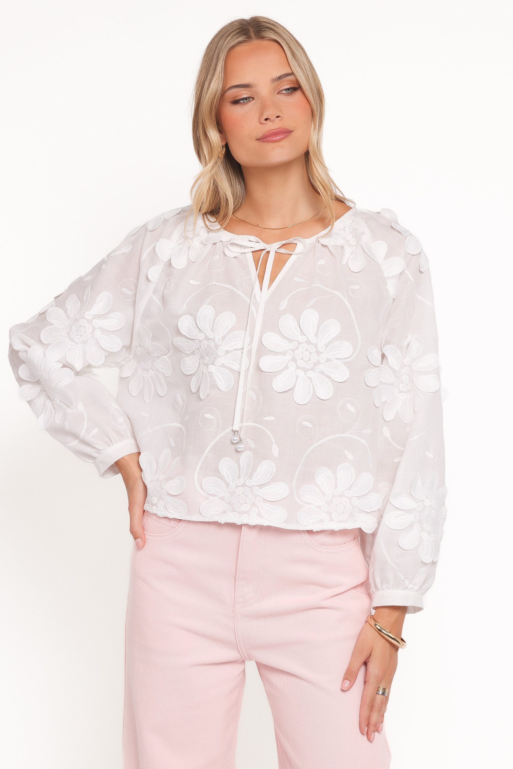 Leire Embroidered Blouse - White - Image 2
