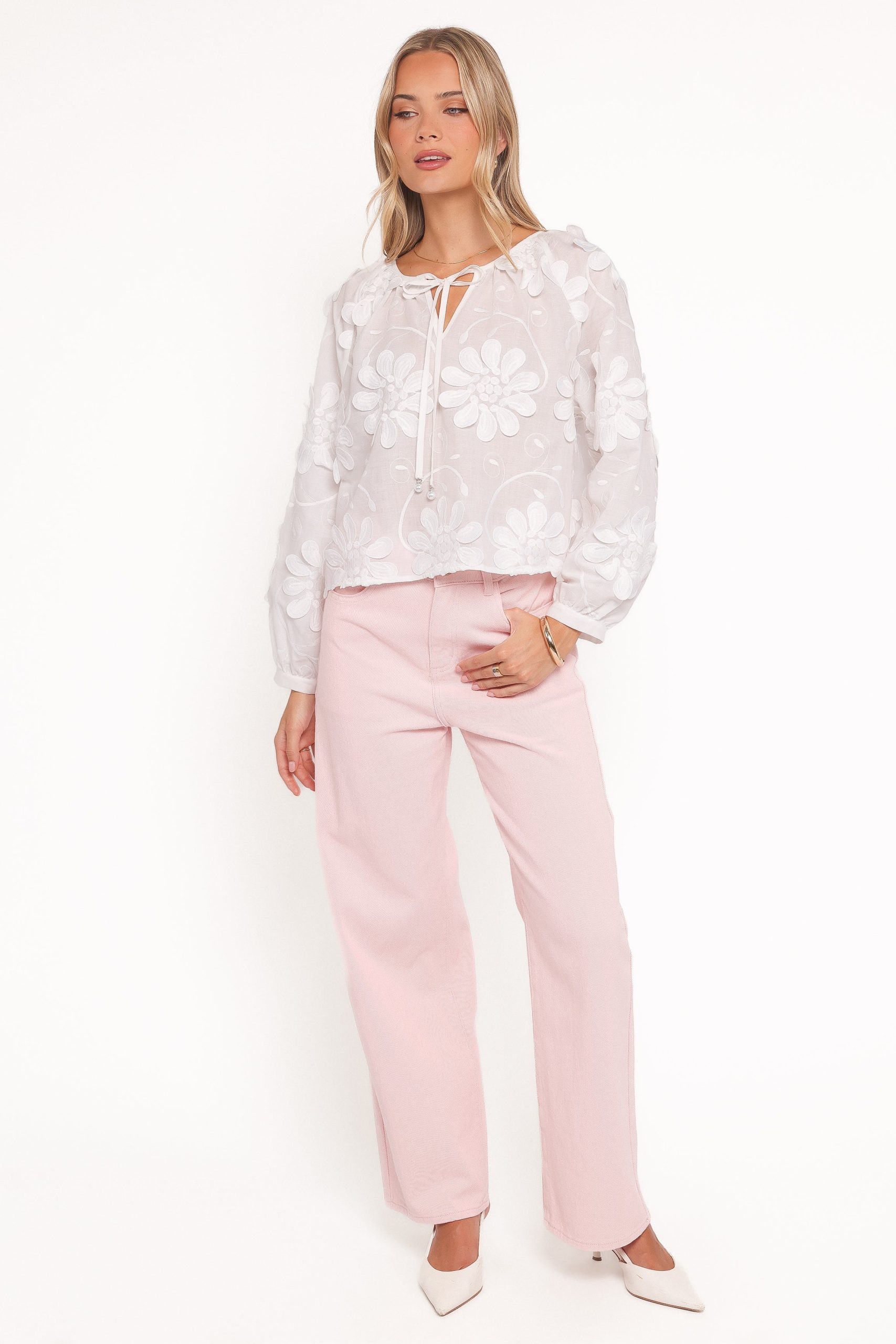 Leire Embroidered Blouse - White - Image 5