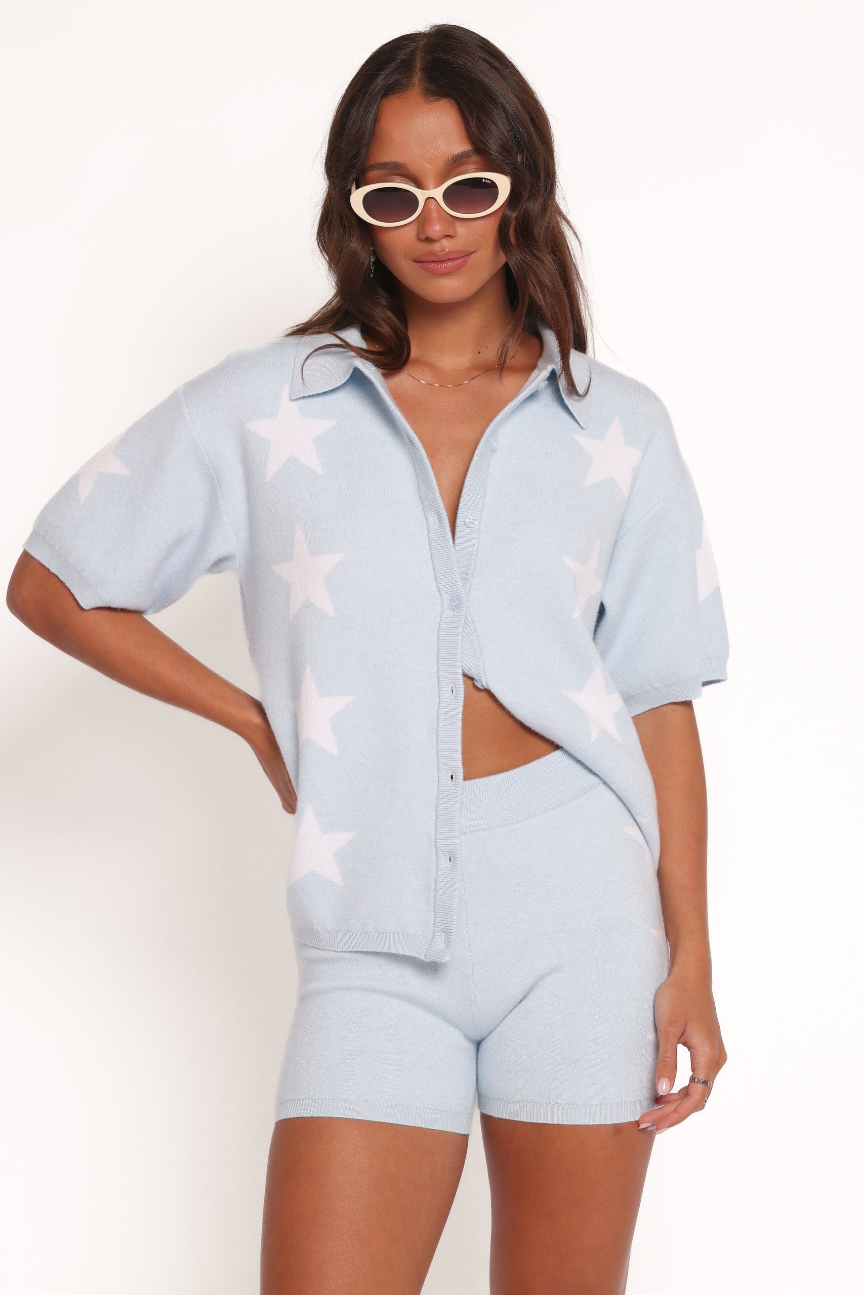 Lela Knitted Shirt - Light Blue Stars - Image 2