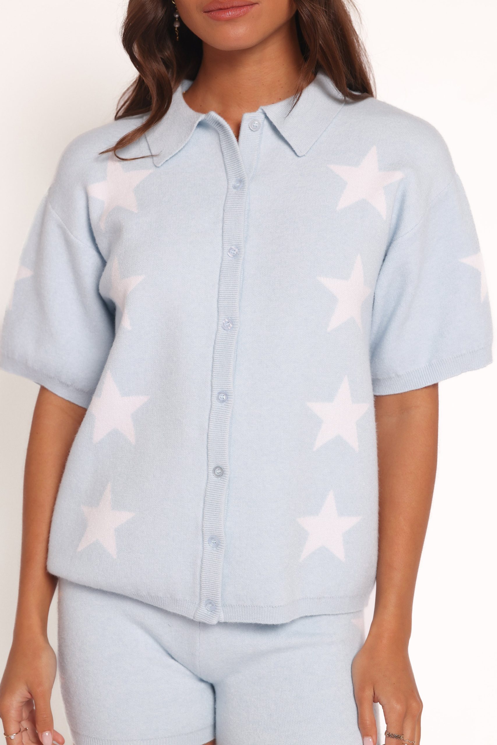 Lela Knitted Shirt - Light Blue Stars - Image 3