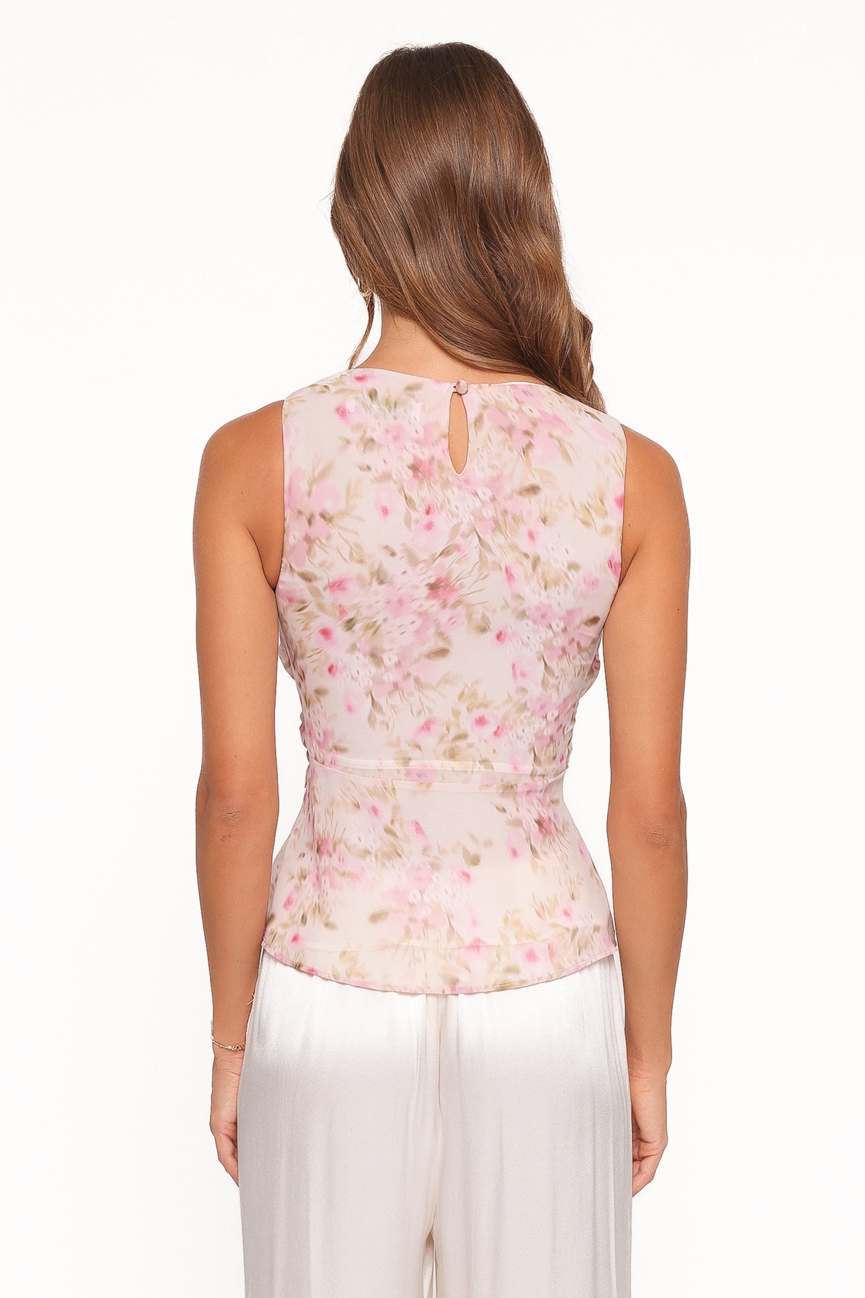 Limona Peplum Top - Blurred Pink Floral - Image 5