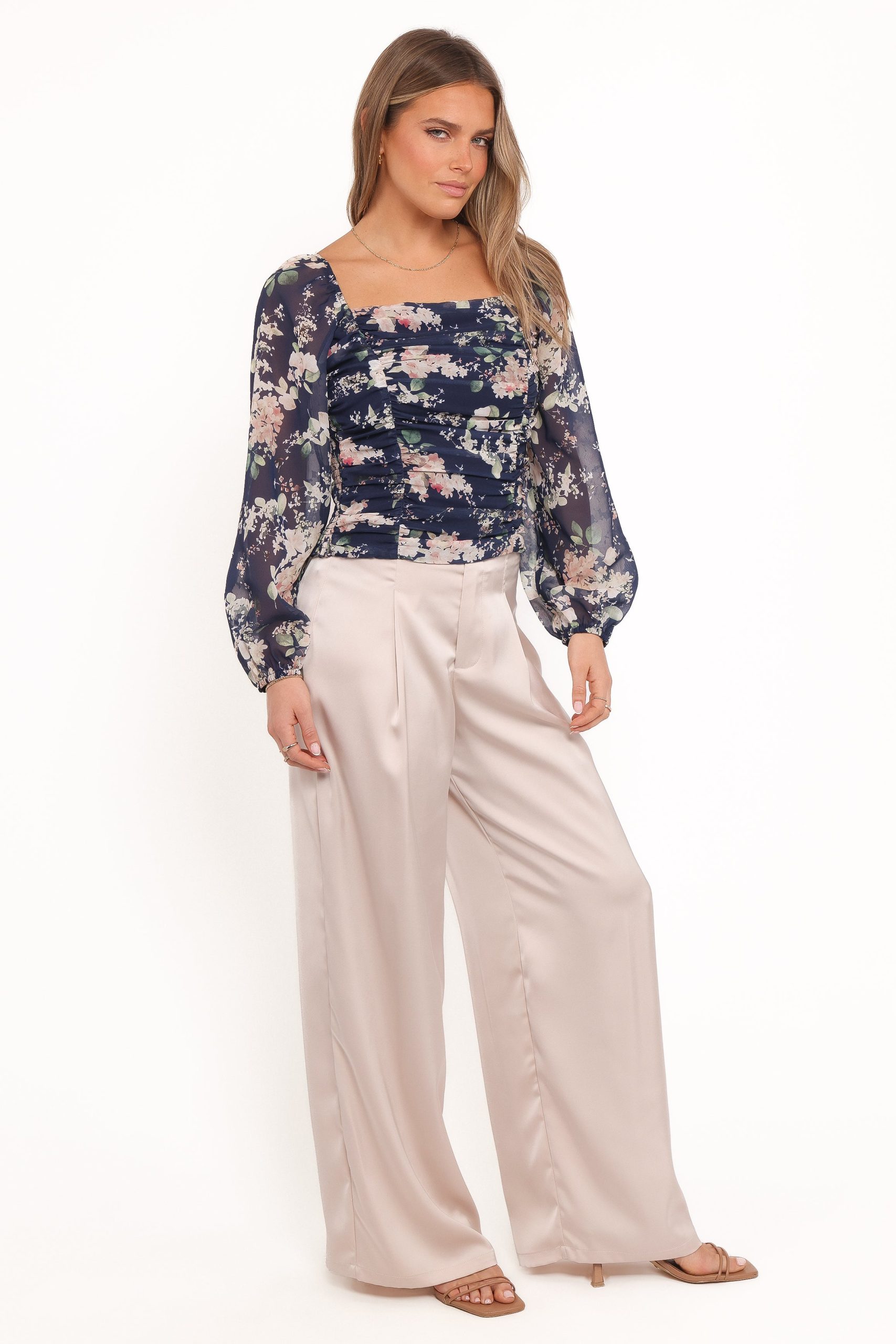 Maia Long Sleeve Top - Navy Floral - Image 6