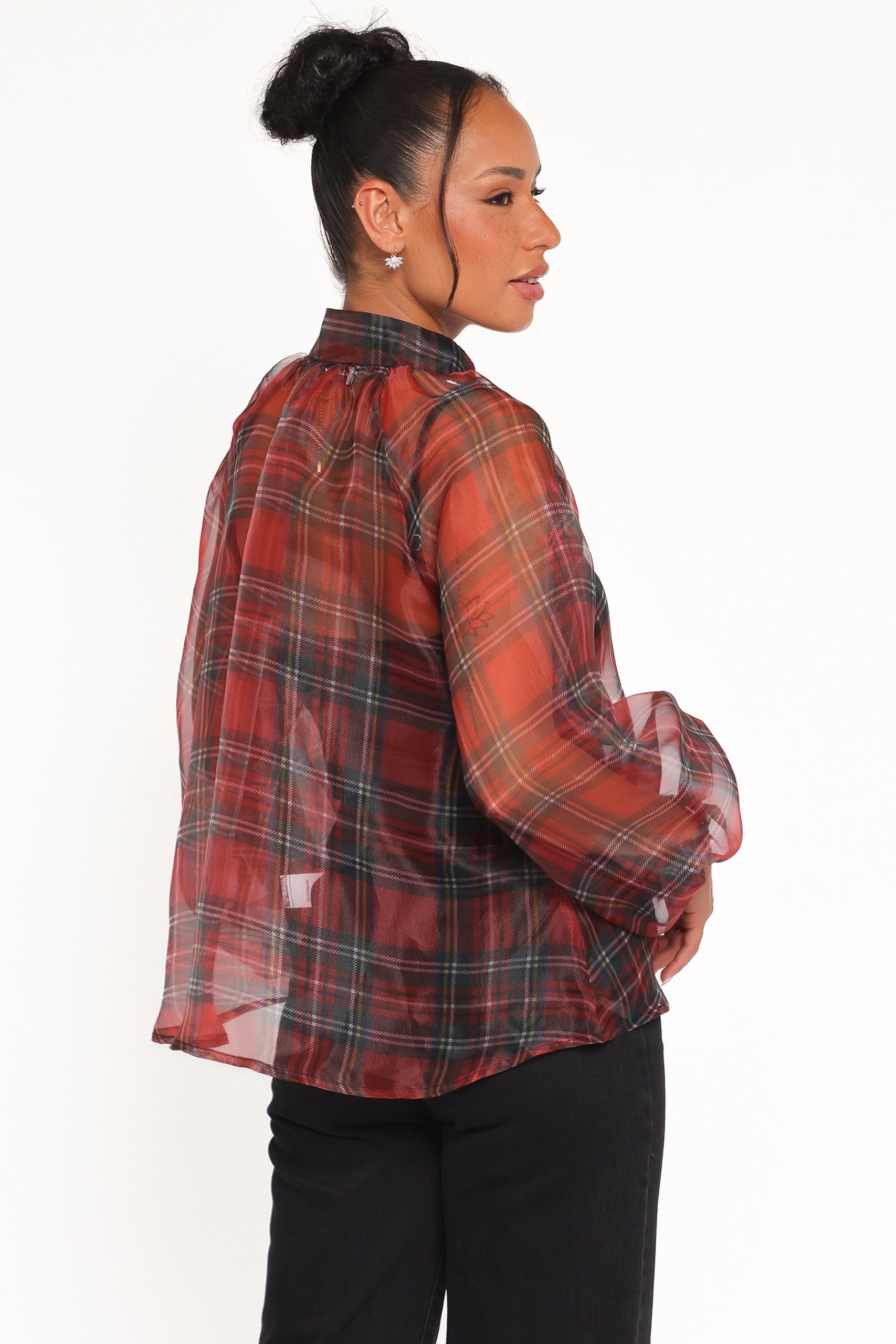 Marni Organza Top - Red Plaid - Image 5