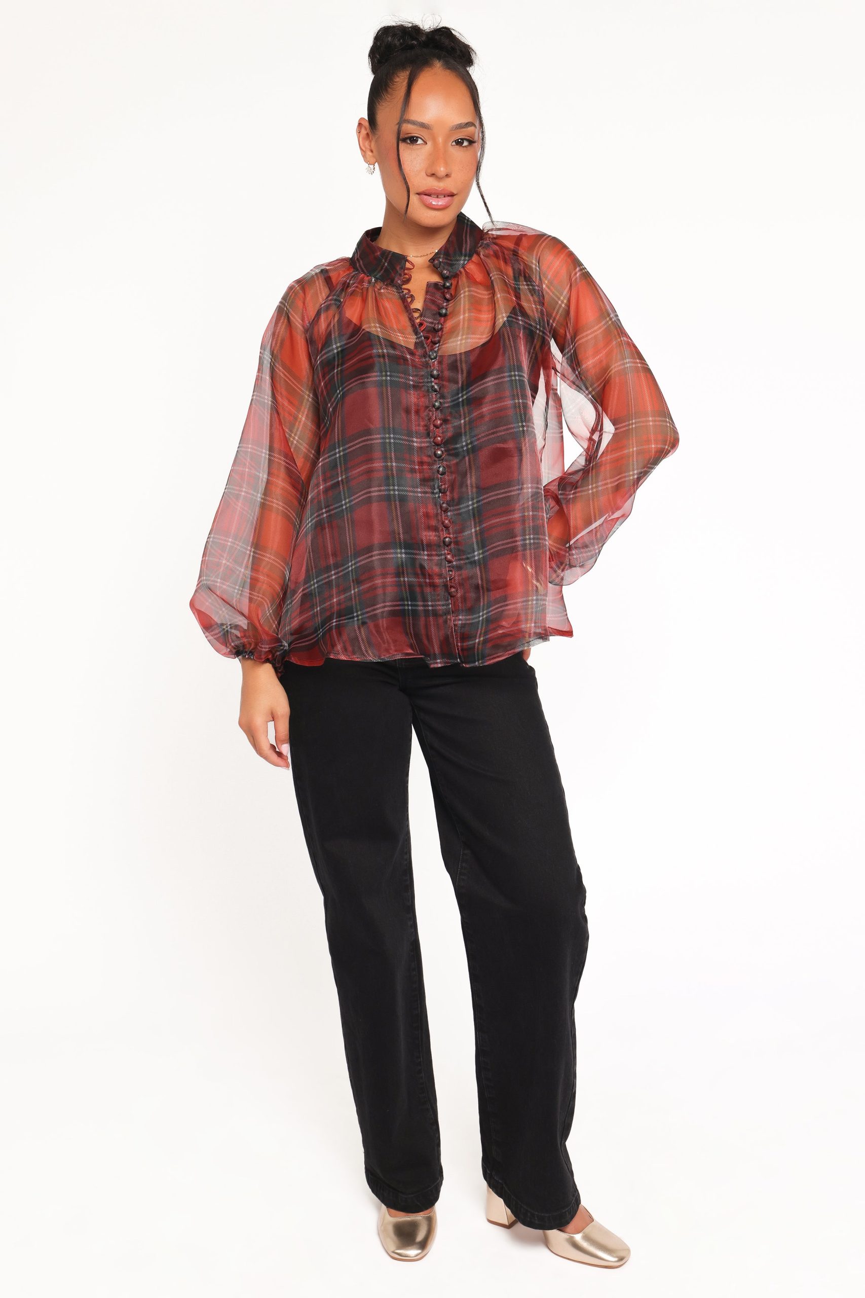 Marni Organza Top - Red Plaid - Image 6