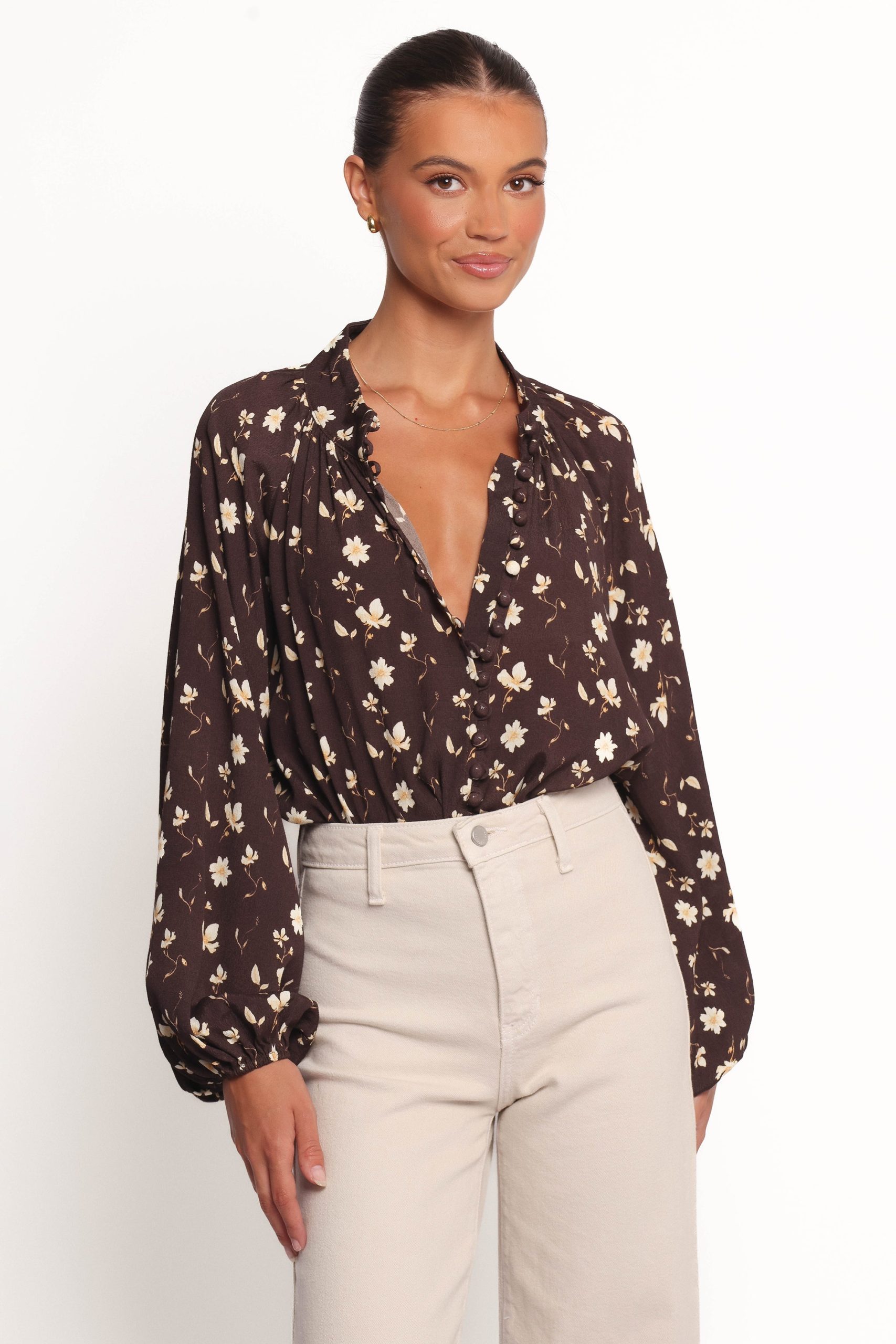 Marni Top - Brown Ditsy - Image 2