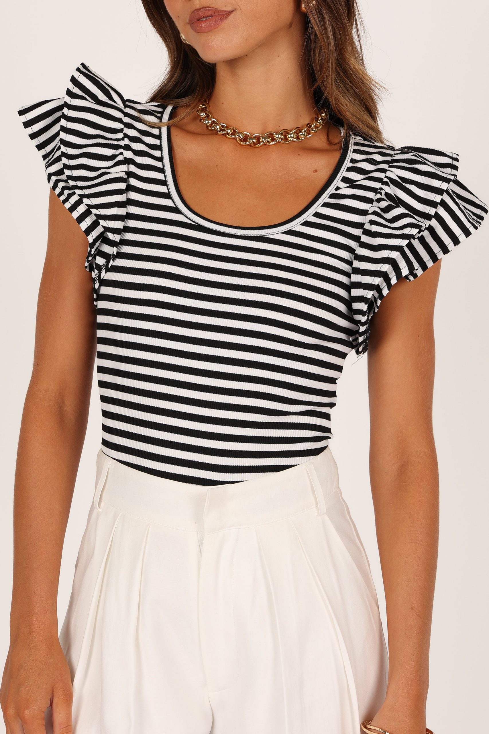 Martina Ribbed Top - Black Stripe - Image 4