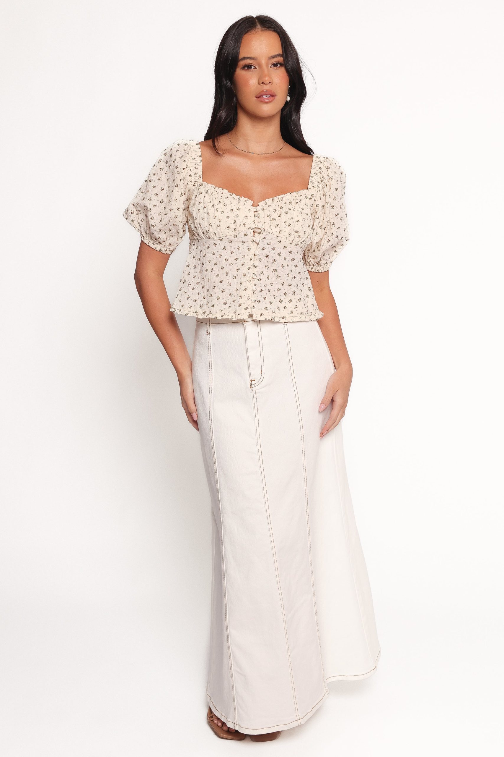 Maud Top - Cream Brown Floral - Image 6
