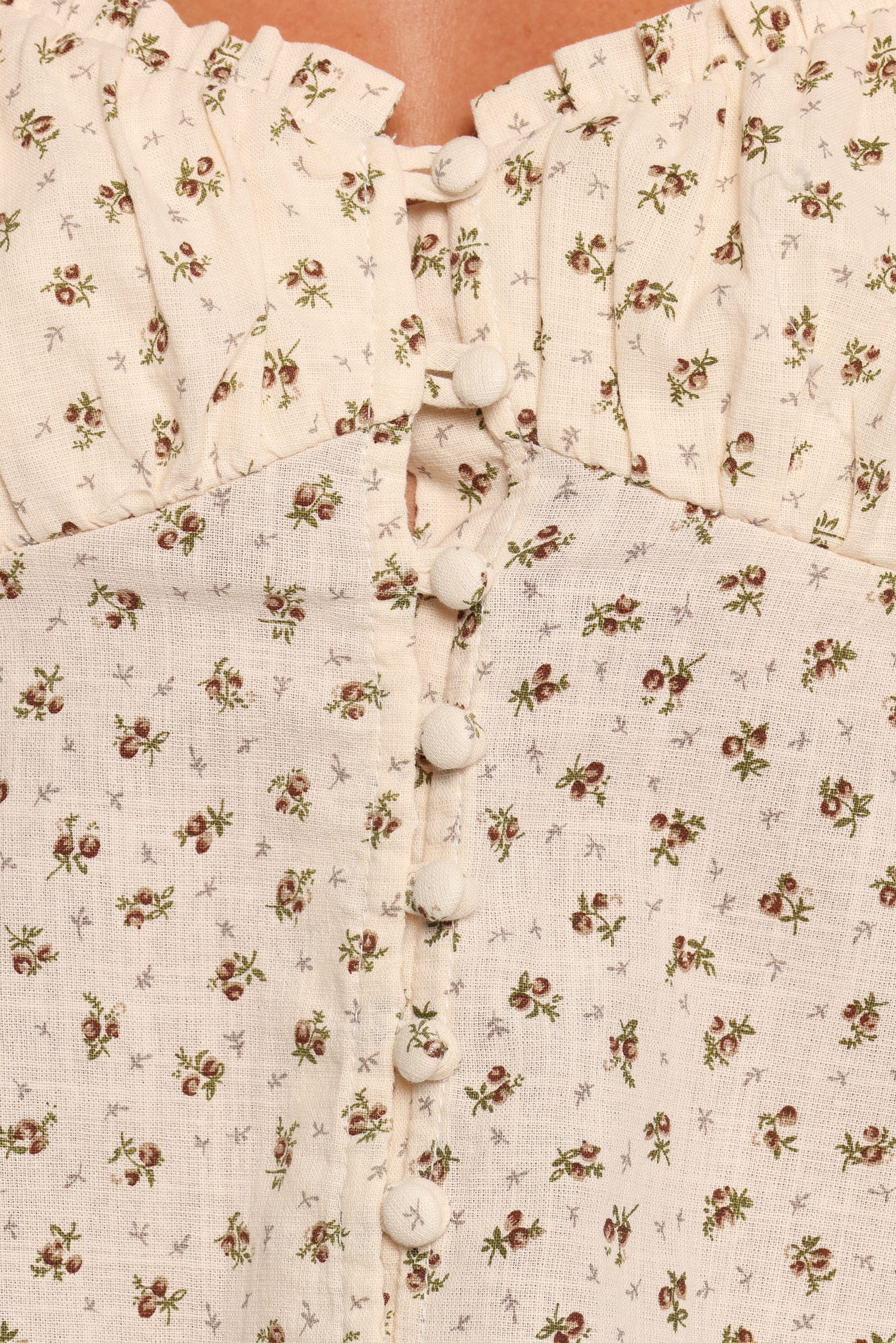 Maud Top - Cream Brown Floral - Image 7