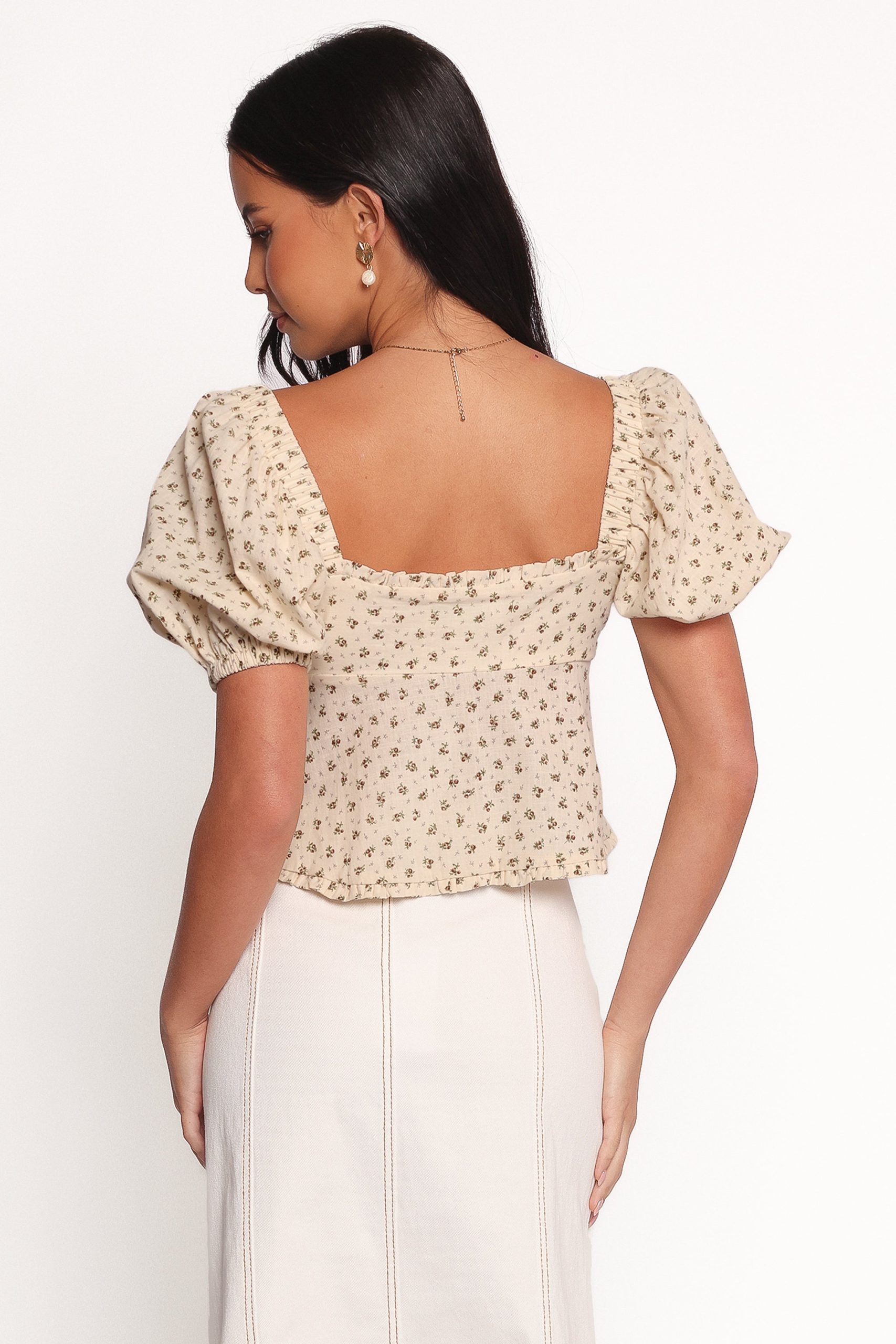 Maud Top - Cream Brown Floral - Image 4