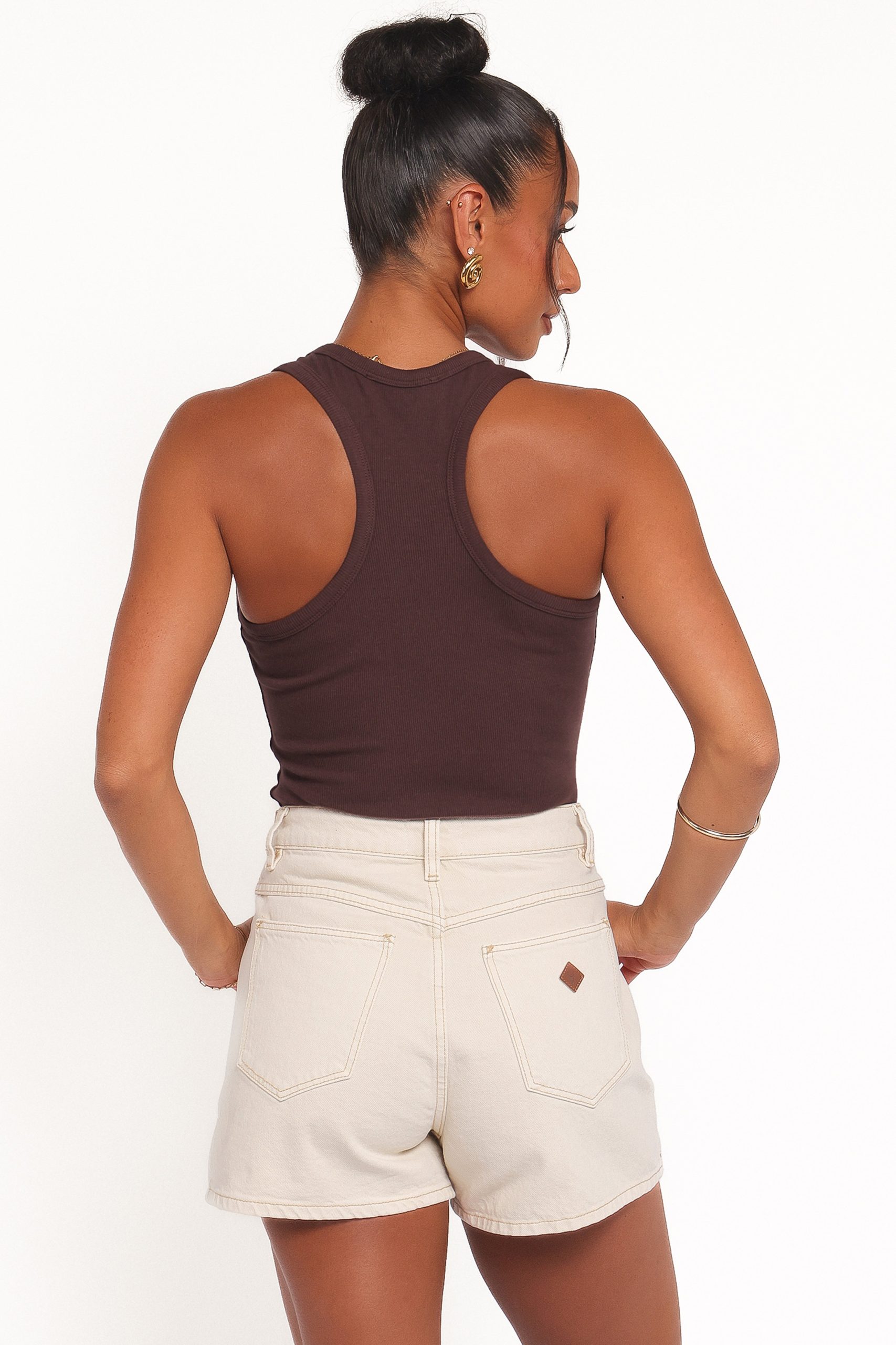 Miles Racerback Rib Knit Tank Top - Espresso - Image 5
