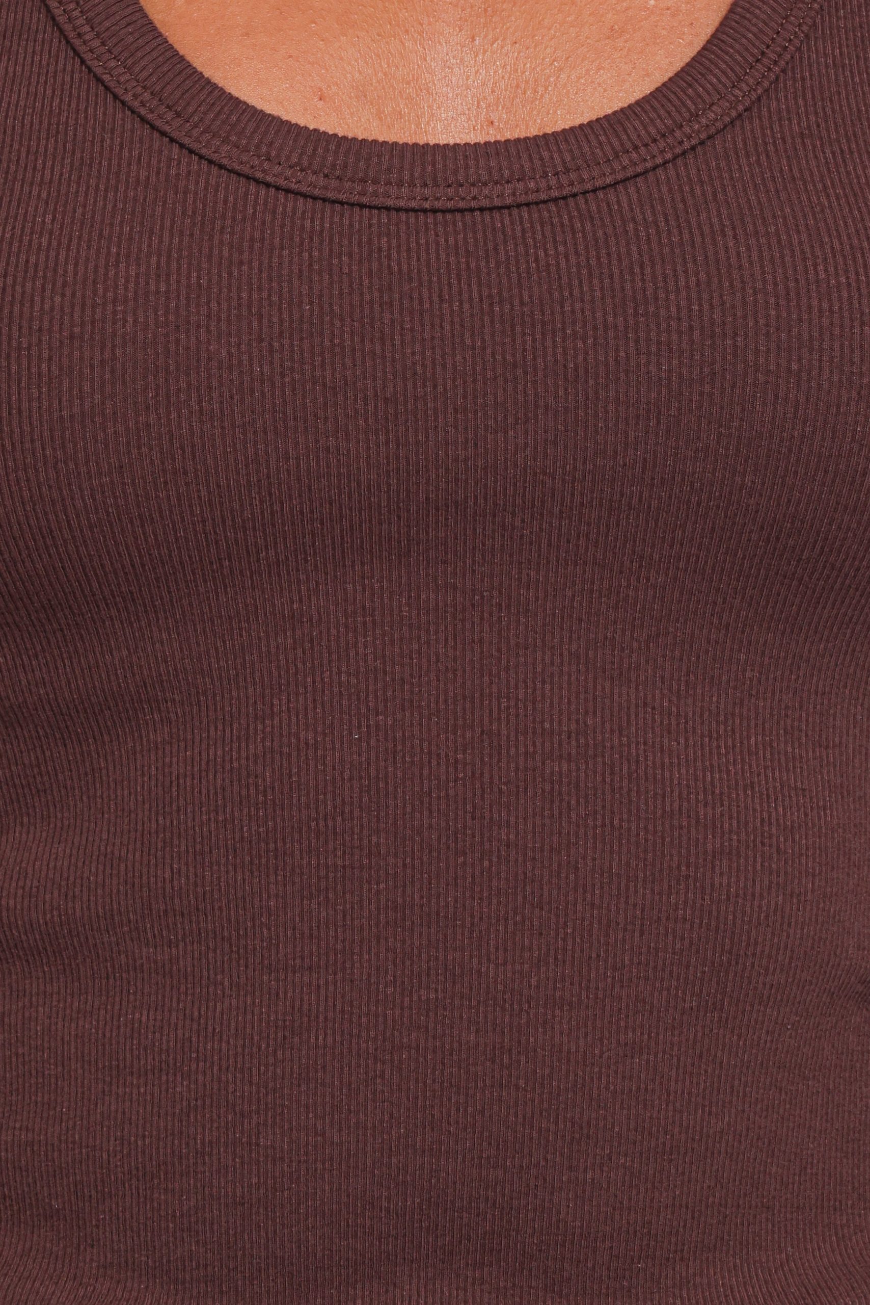 Miles Racerback Rib Knit Tank Top - Espresso - Image 7