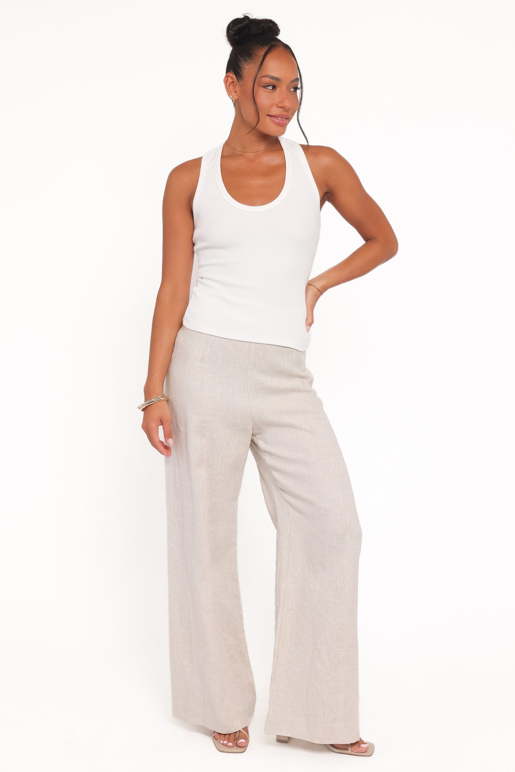 Miles Racerback Rib Knit Tank Top - White - Image 7