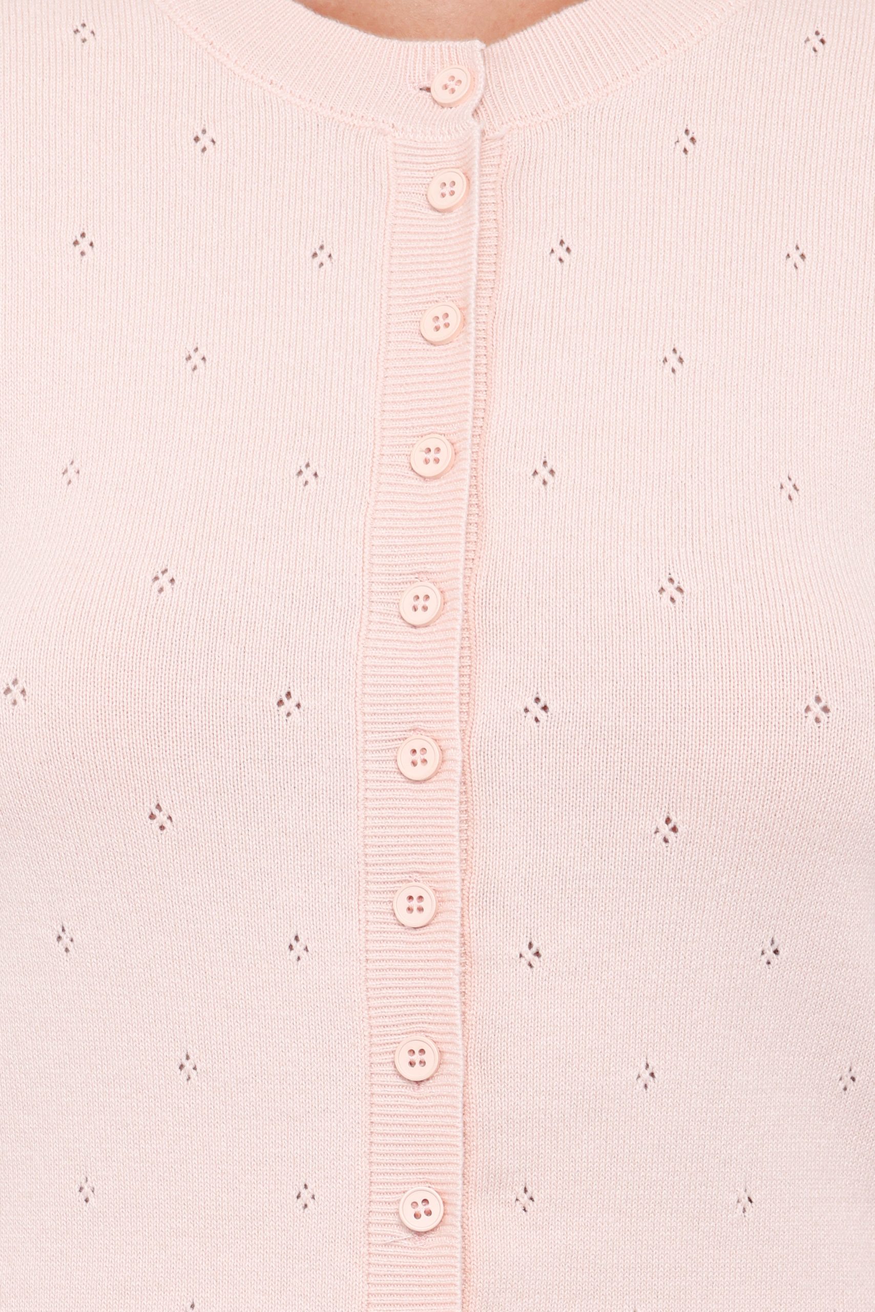 Monae Pointelle Button Up Top - Pink - Image 6