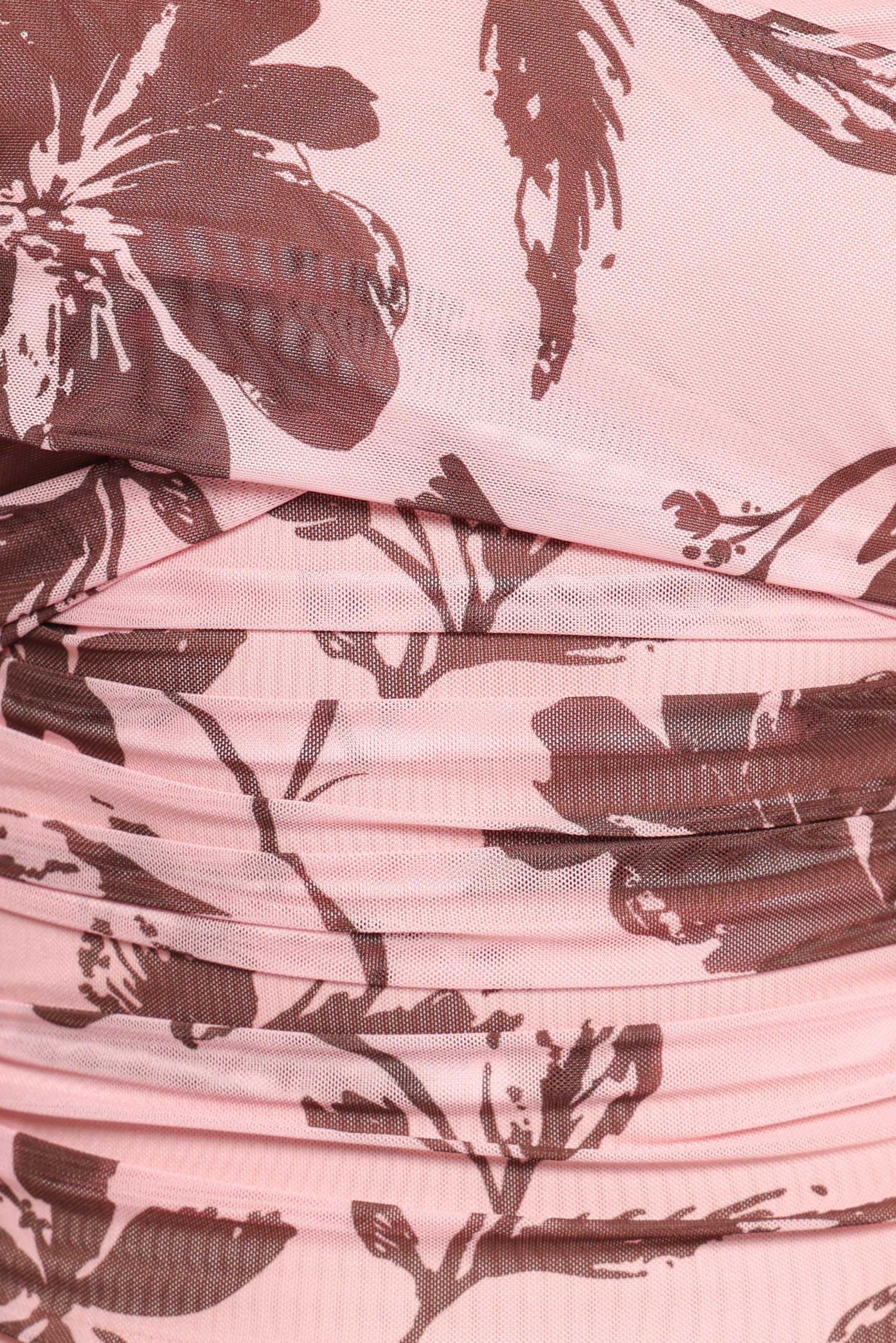 Navida Off Shoulder Mesh Top - Pink Brown Floral - Image 6