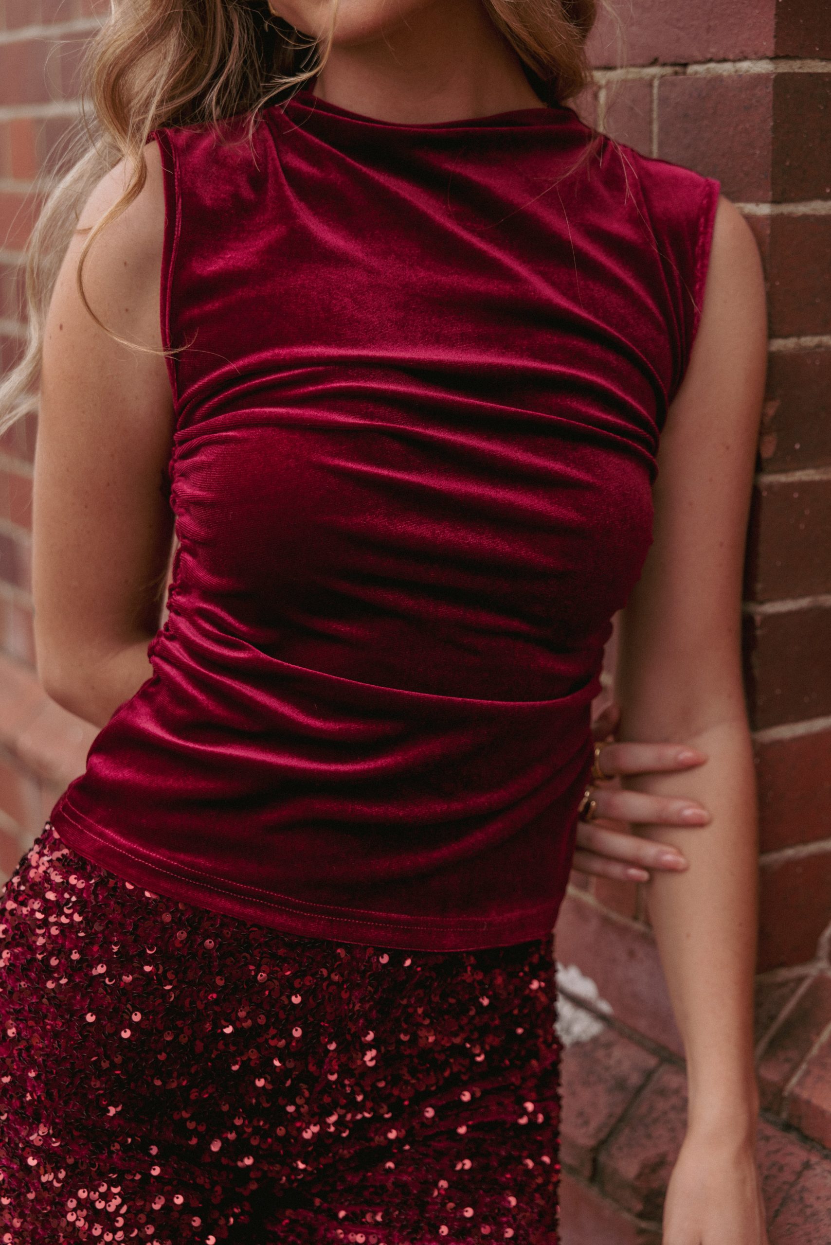 Nissa Velvet Top - Burgundy - Image 8