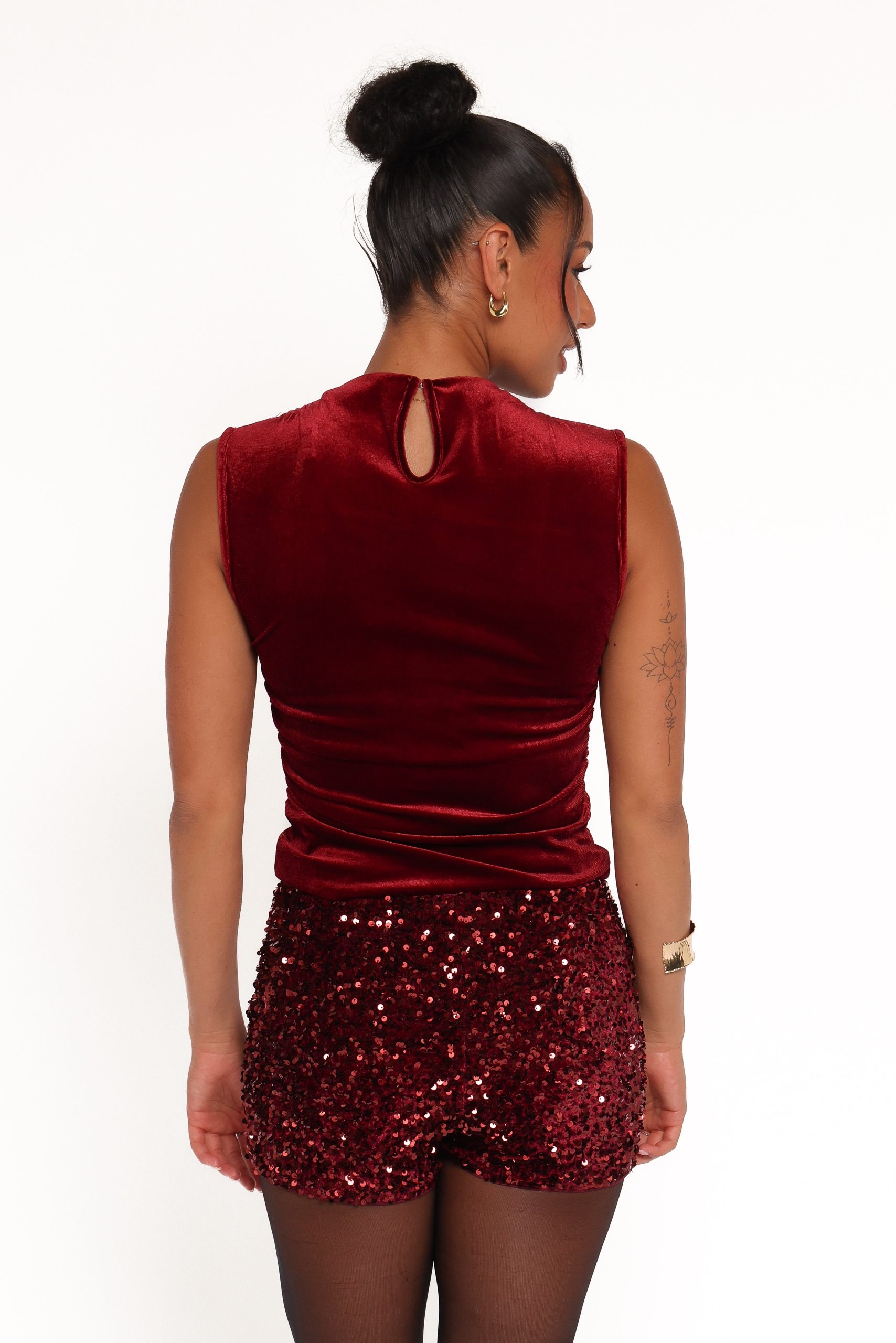 Nissa Velvet Top - Burgundy - Image 4
