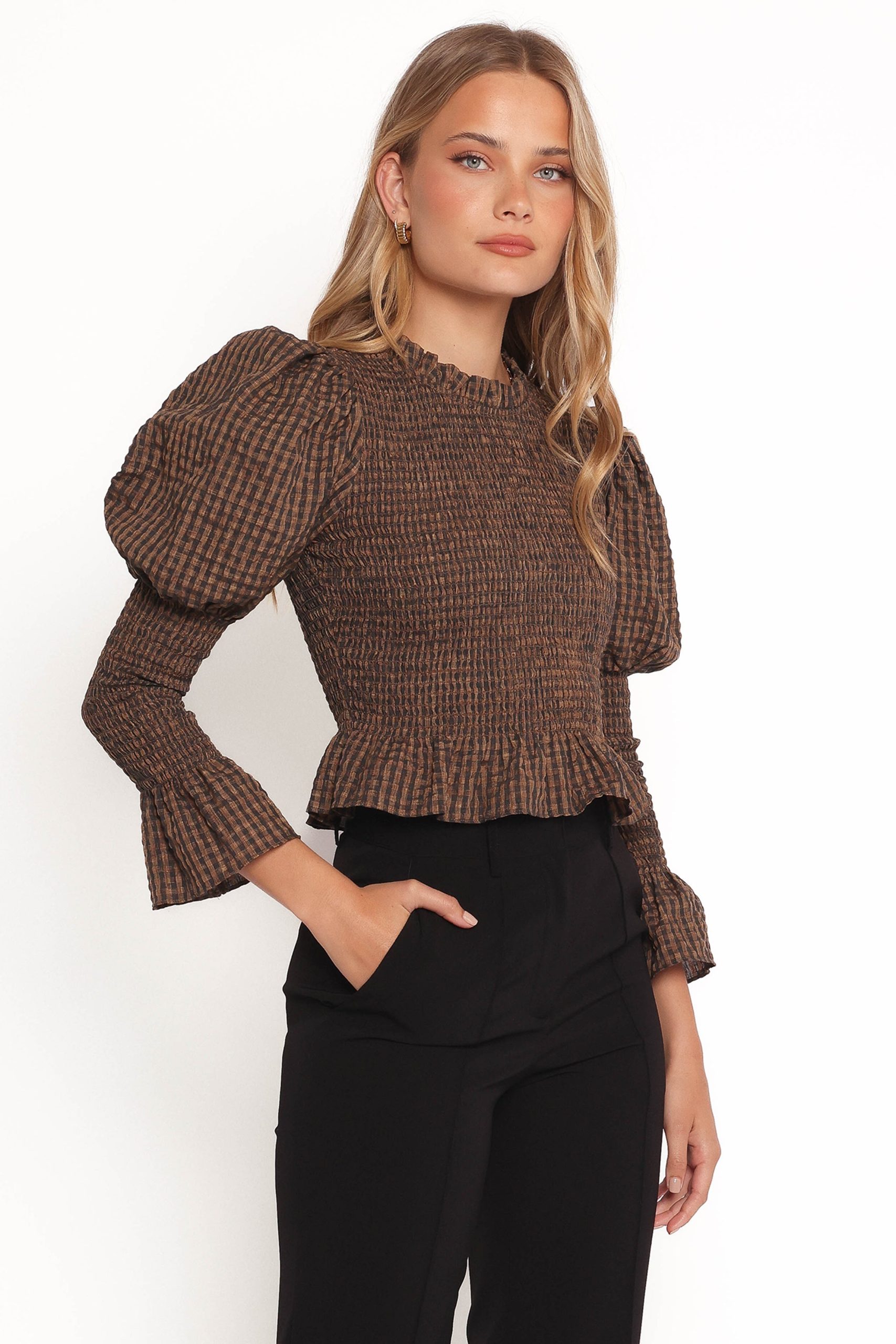 Nora Long Sleeve Top - Check - Image 7