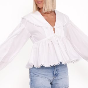Orly Lace Trim Top - Off White