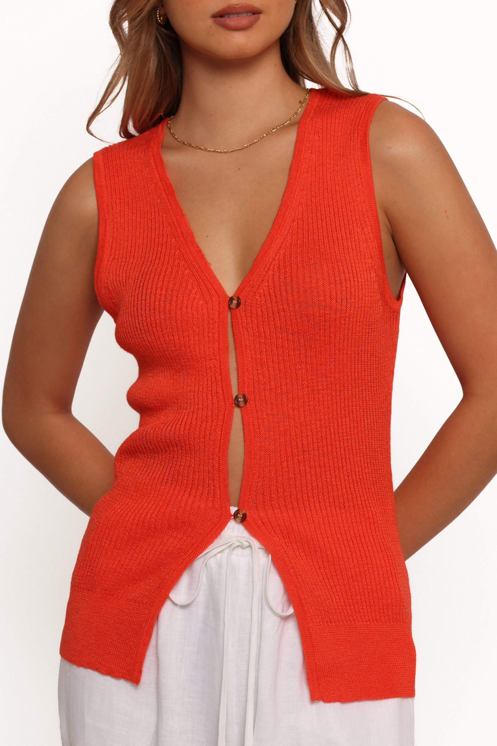 Parma Knit Vest Top - Blood Orange - Image 2