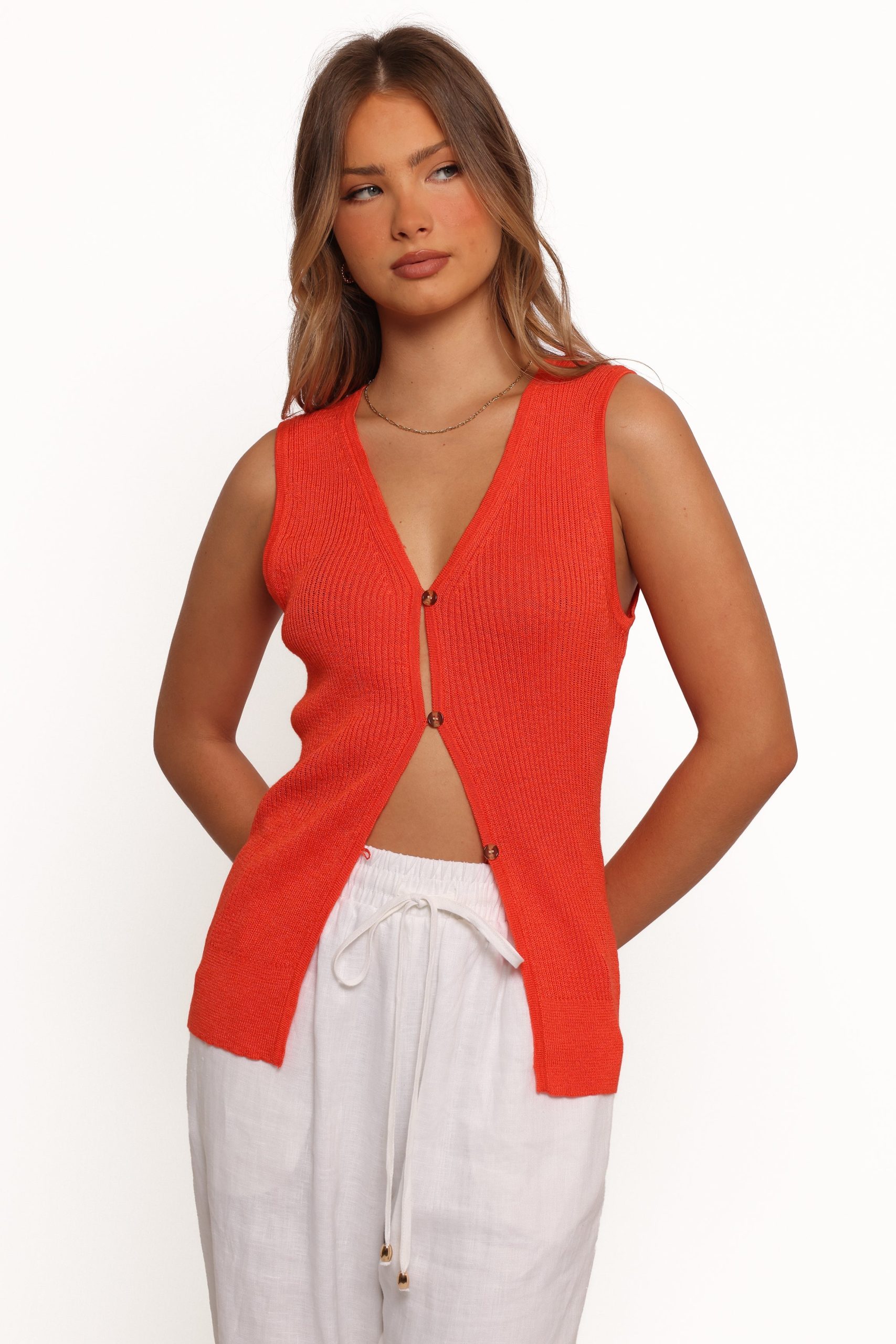 Parma Knit Vest Top - Blood Orange - Image 5