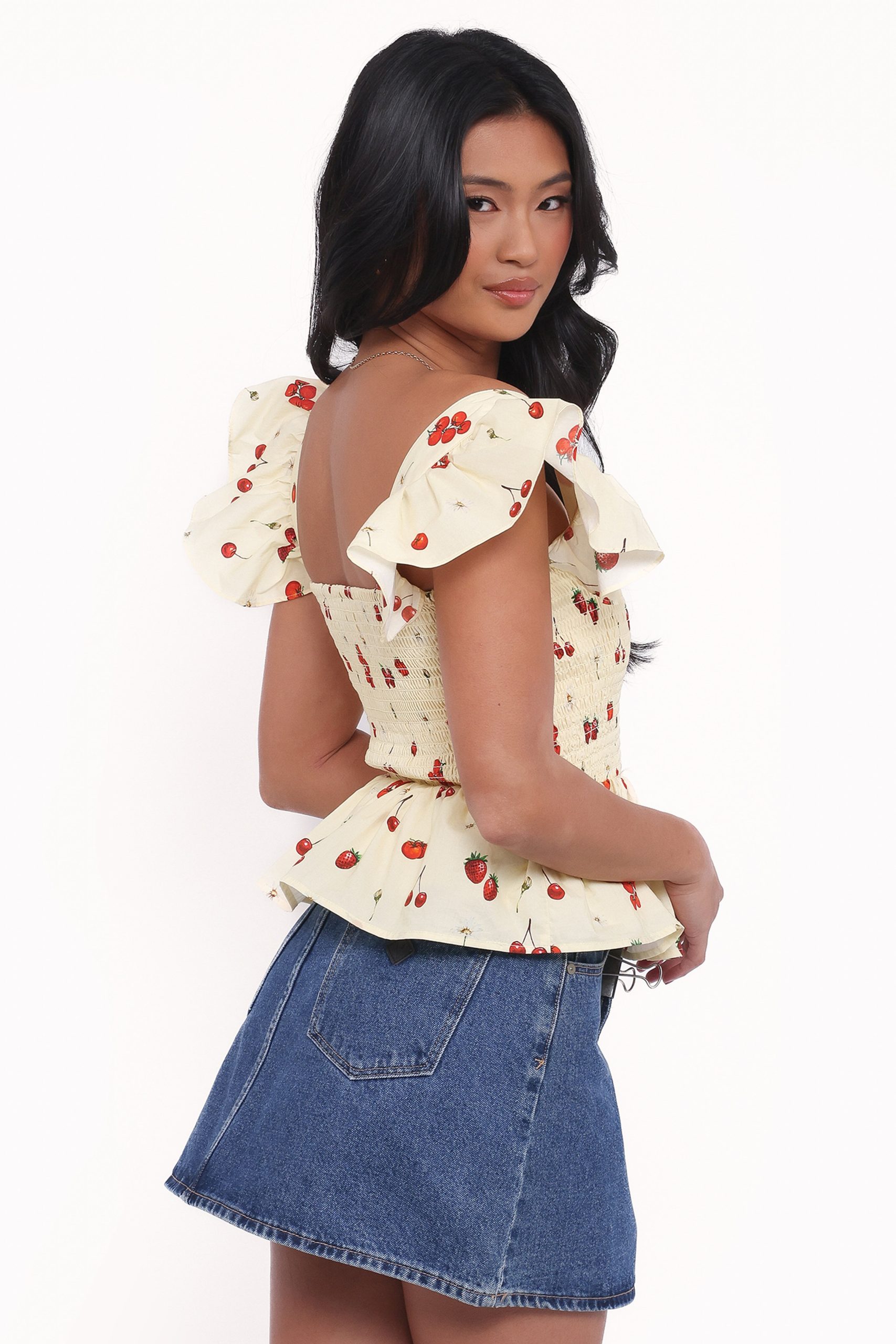 Remira Smocked Ruffle Top - Yellow Cherry - Image 4