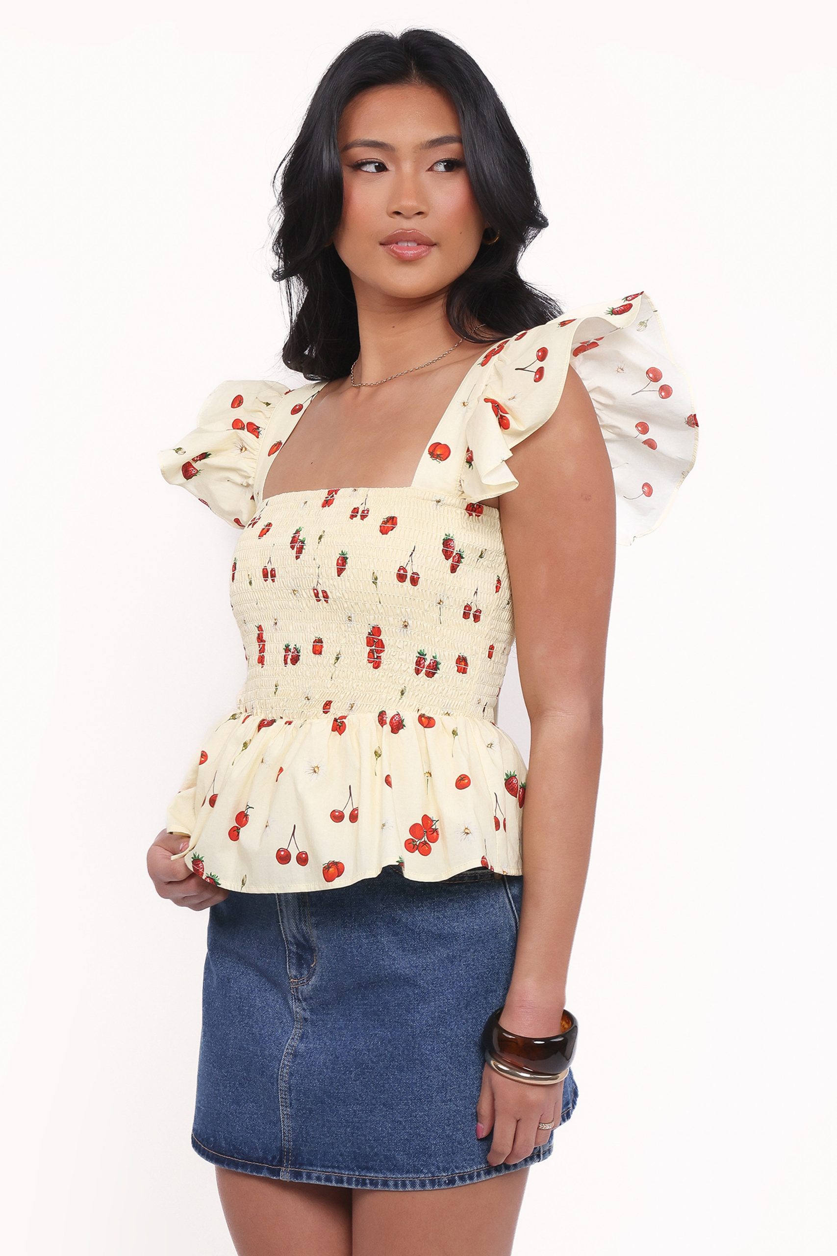Remira Smocked Ruffle Top - Yellow Cherry - Image 3
