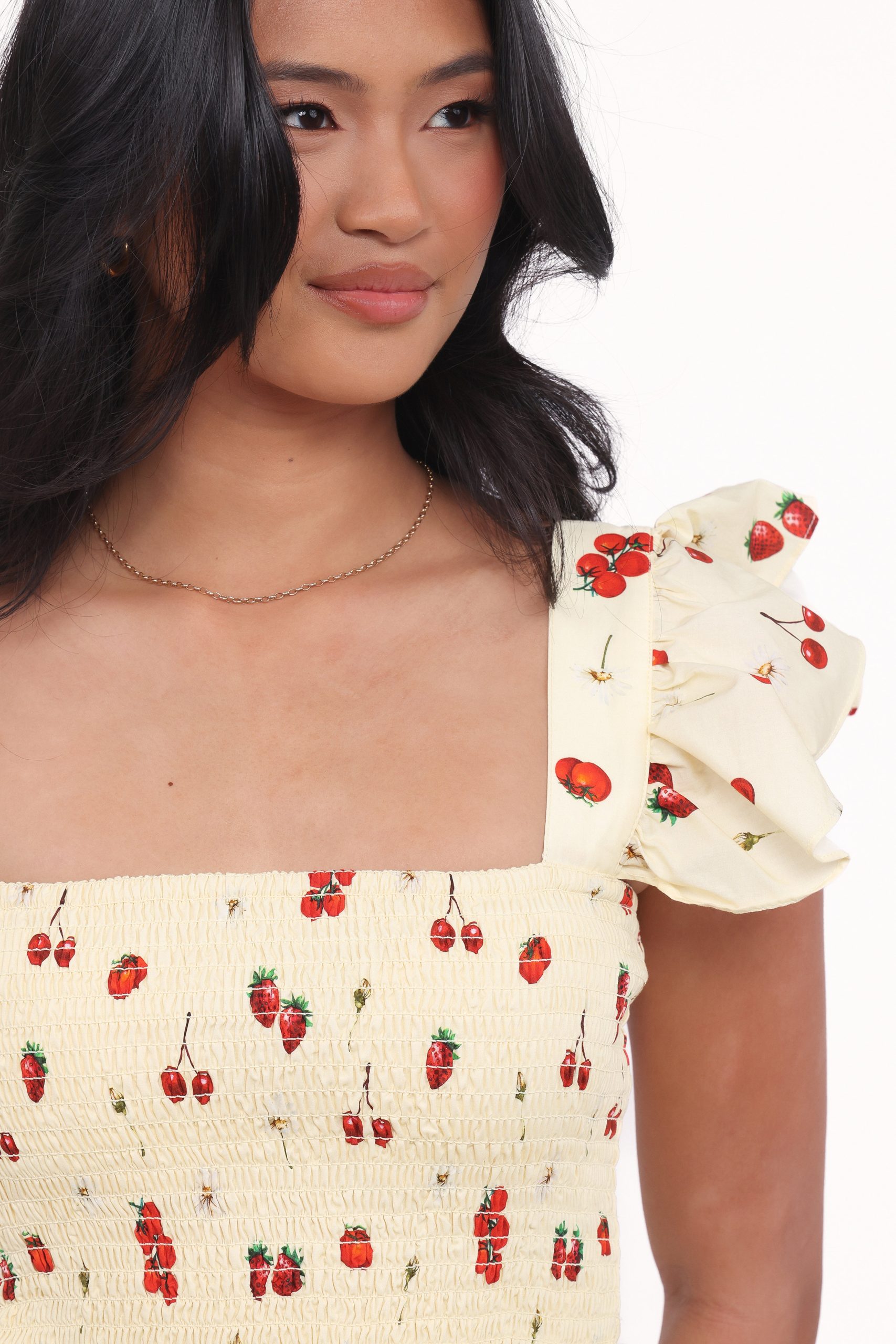 Remira Smocked Ruffle Top - Yellow Cherry - Image 2