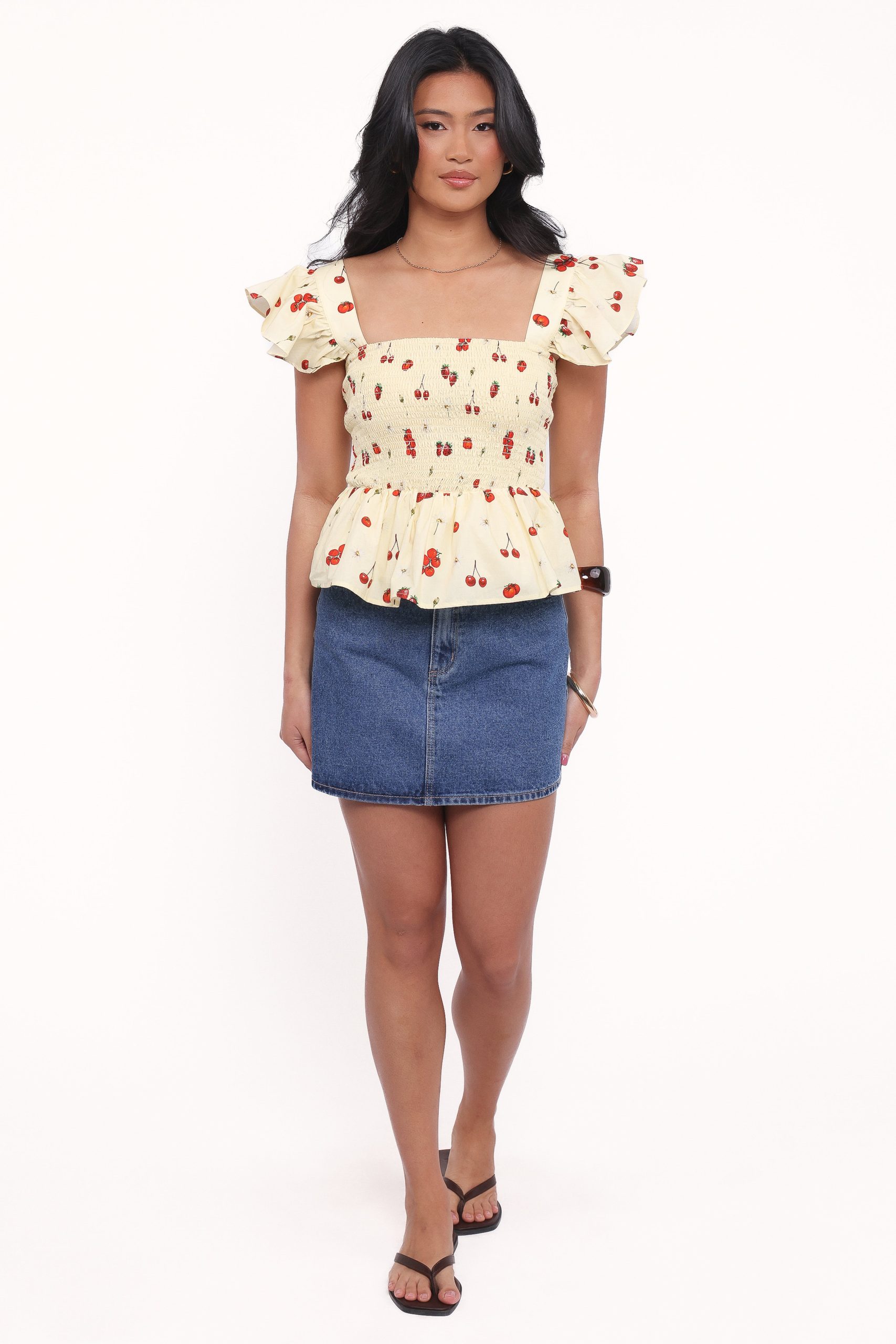 Remira Smocked Ruffle Top - Yellow Cherry - Image 5