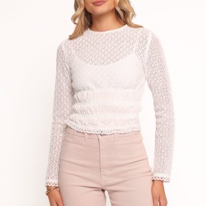 Riven Shirred Top - White