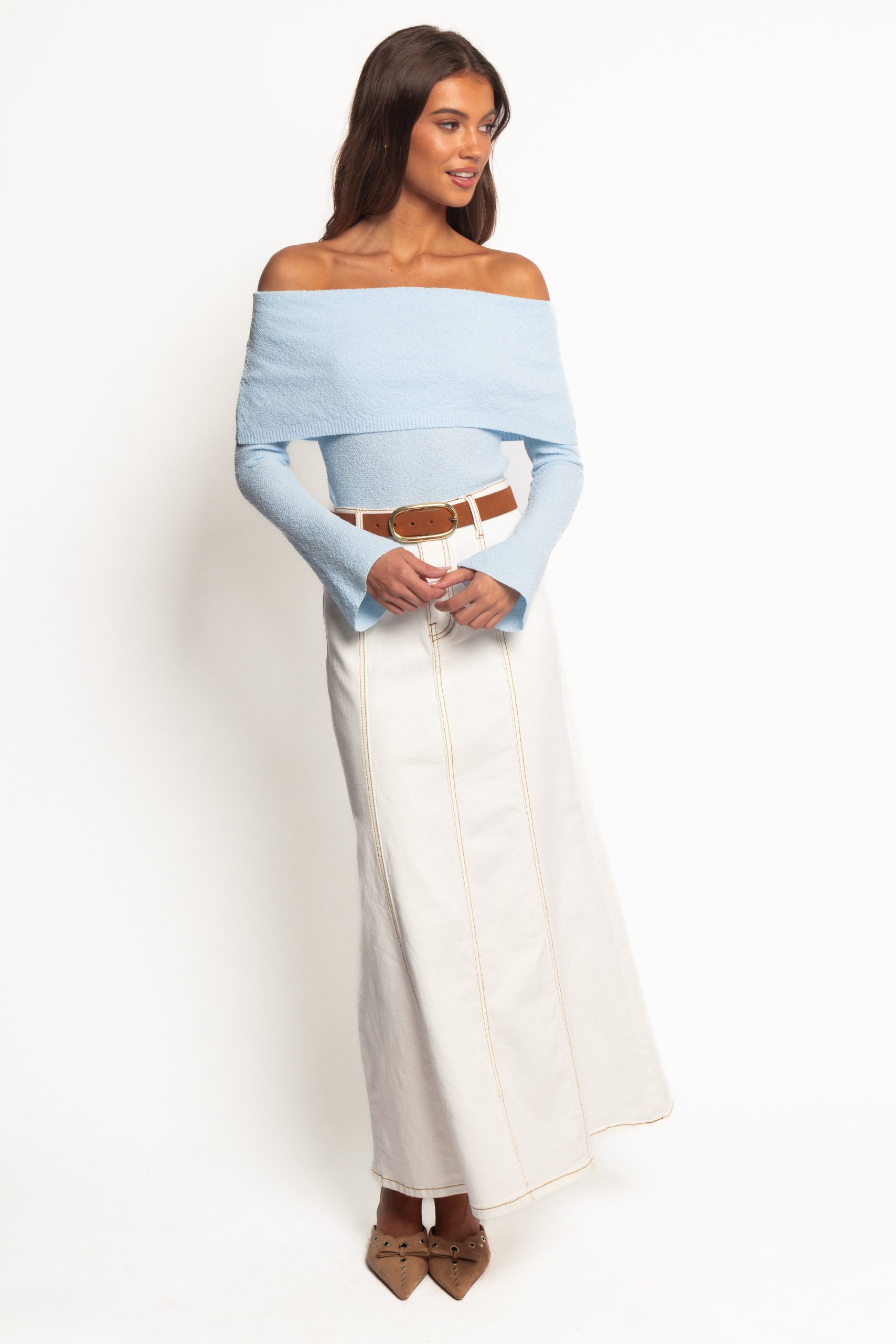 Rory Off Shoulder Top - Pale Blue - Image 5