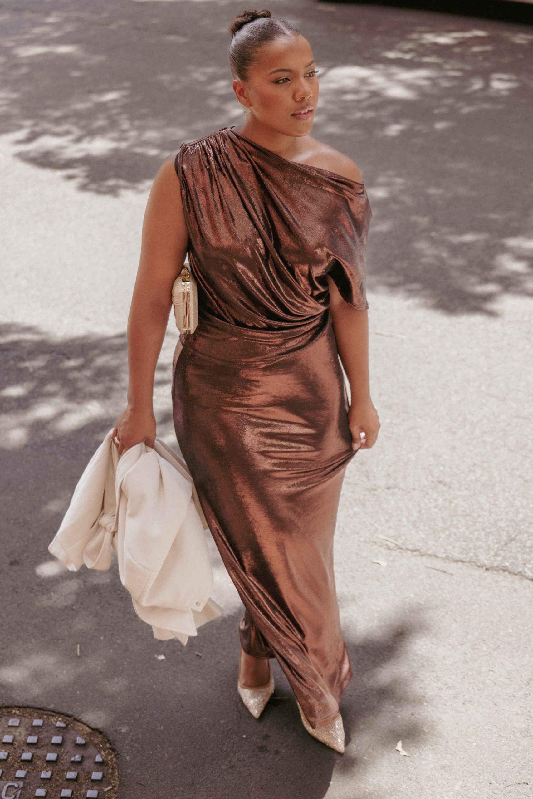 Rowyn Drapey Metallic Top - Bronze - Image 9