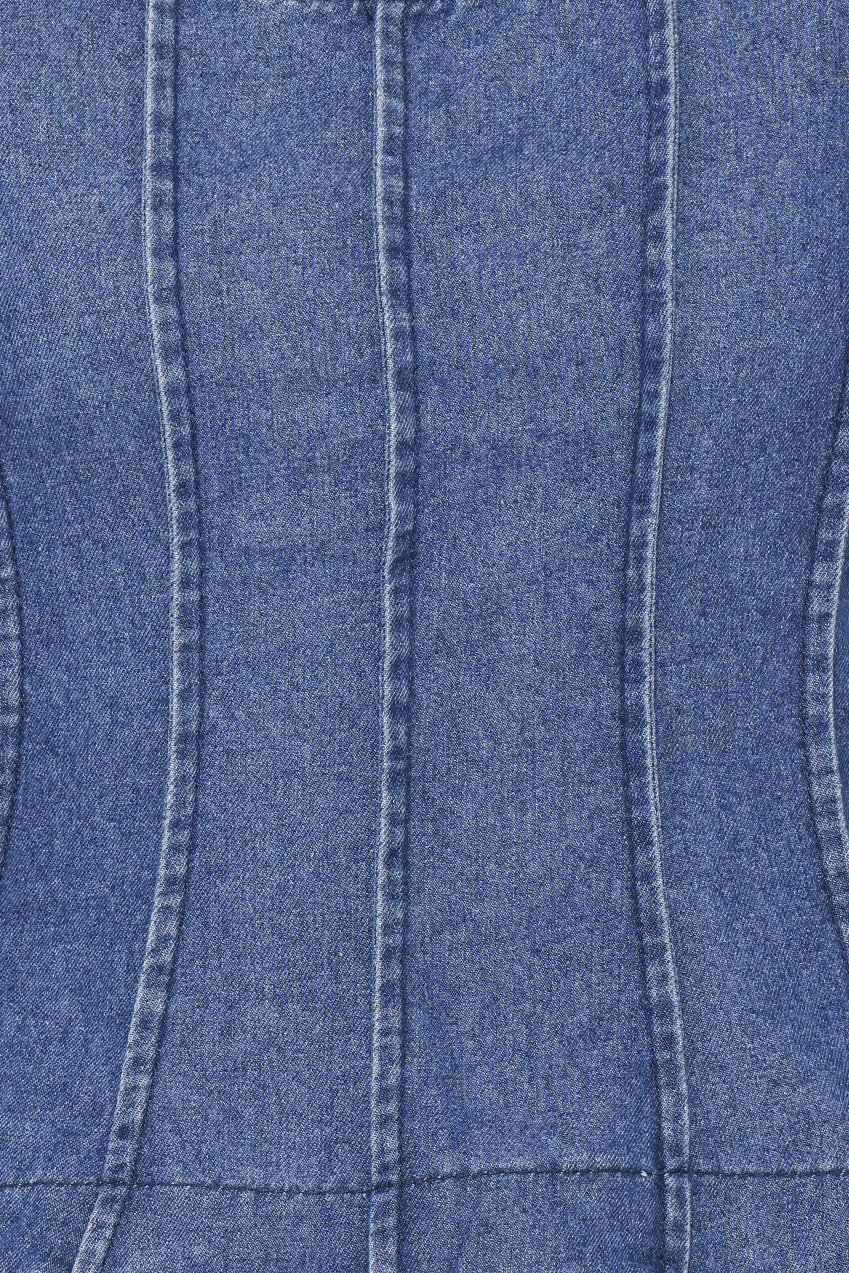 Saylor Denim Peplum Top - Blue Medium Wash - Image 7