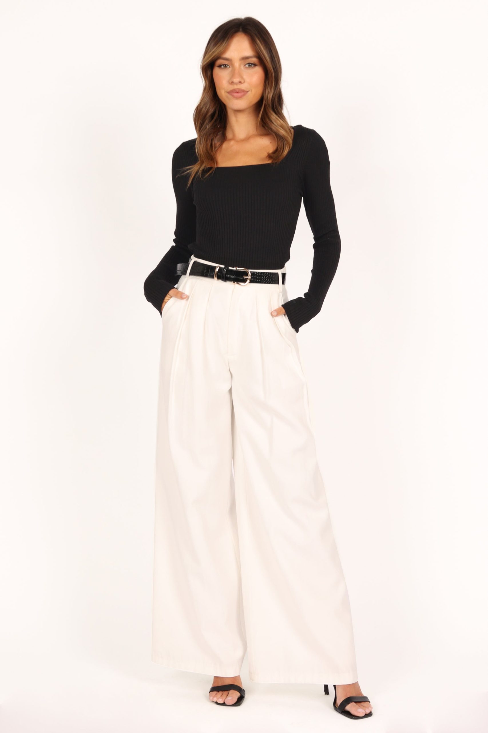 Shani Ribbed Knit Top - Black - Image 3