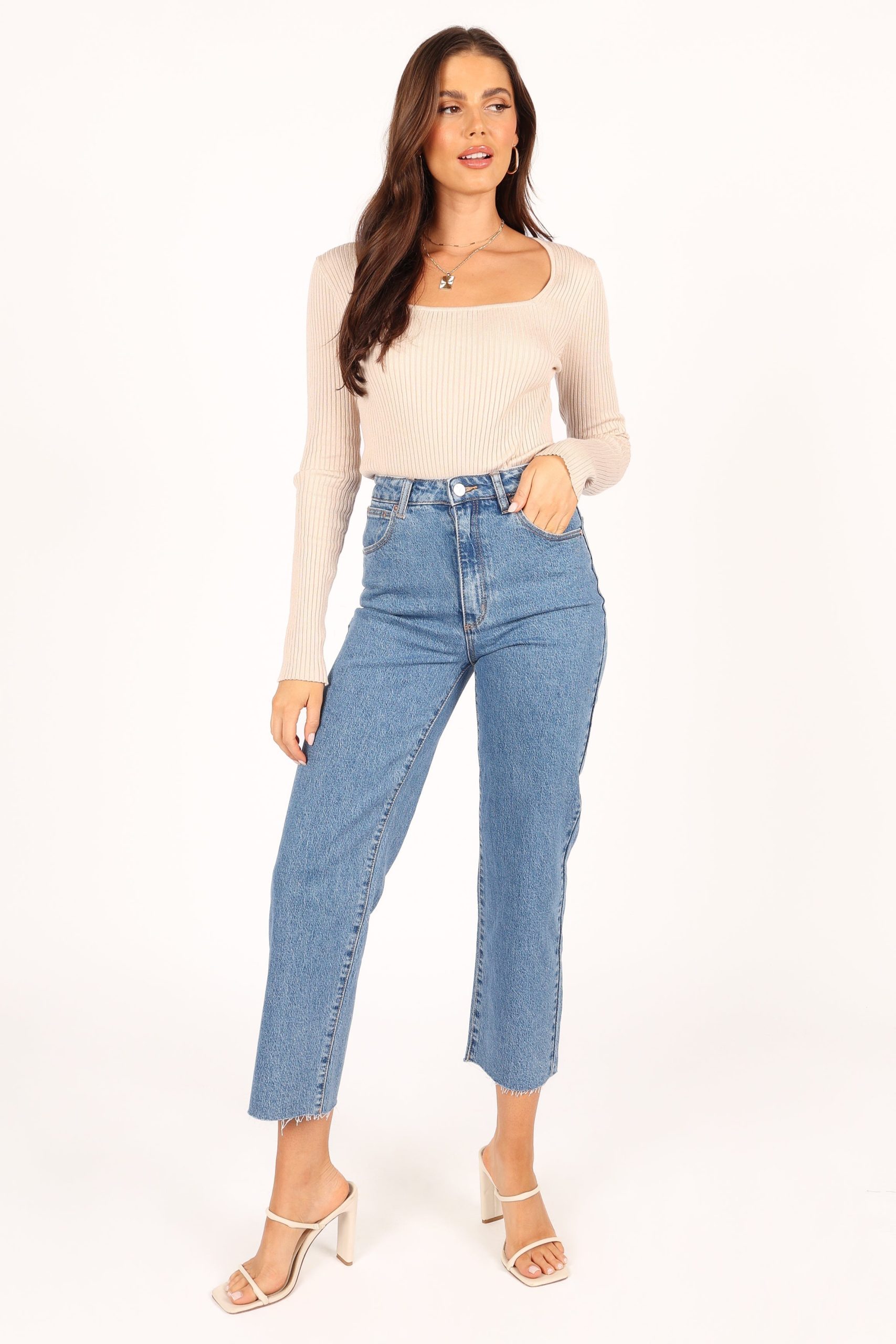 Shani Ribbed Knit Top - Oatmeal - Image 4
