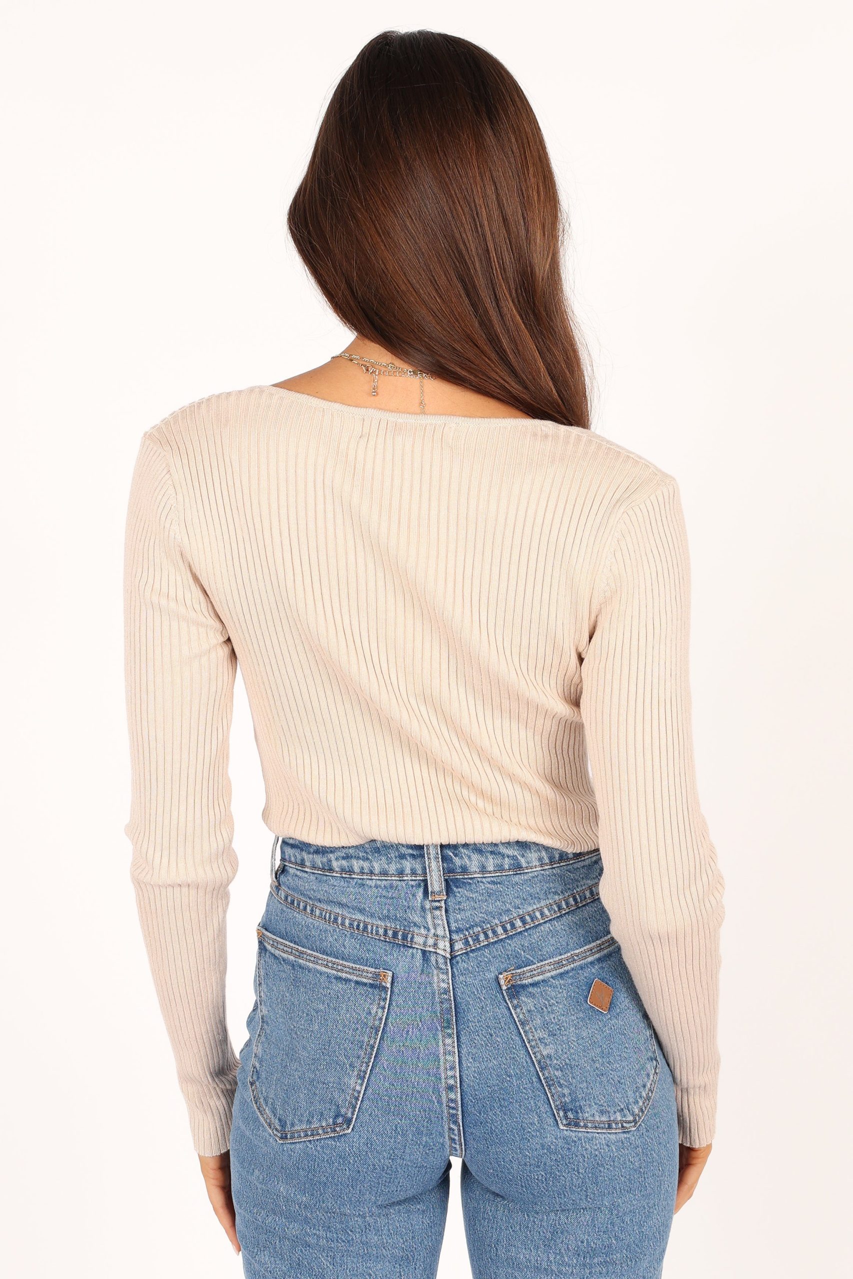 Shani Ribbed Knit Top - Oatmeal - Image 7