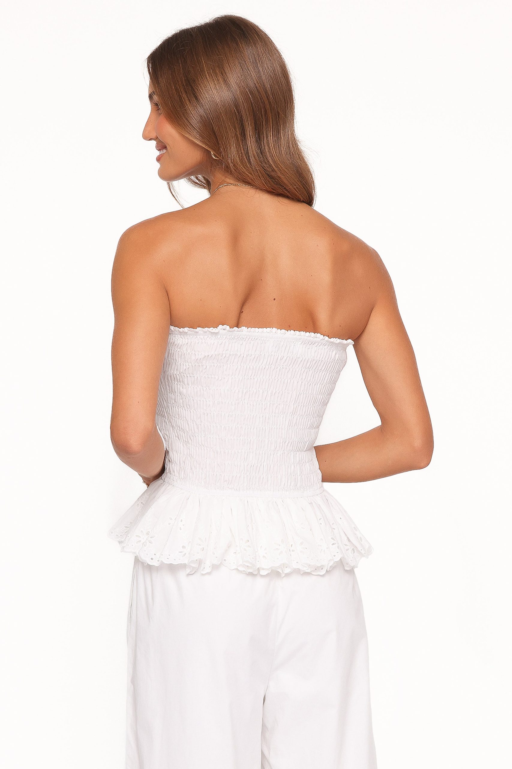 Stori Shirred Top - White Broderie - Image 5