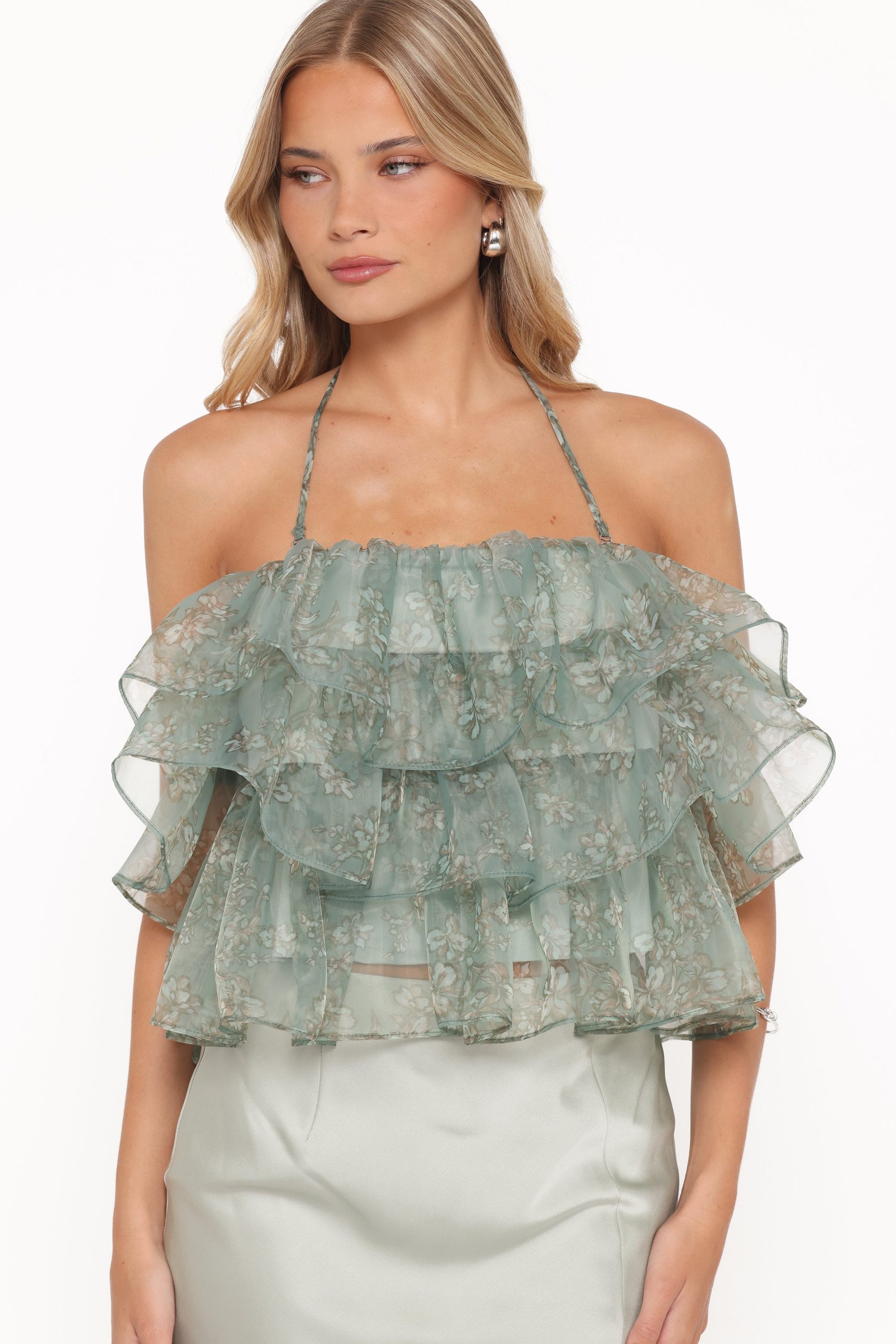 Taelya Flounce Top - Mint Green Floral - Image 3