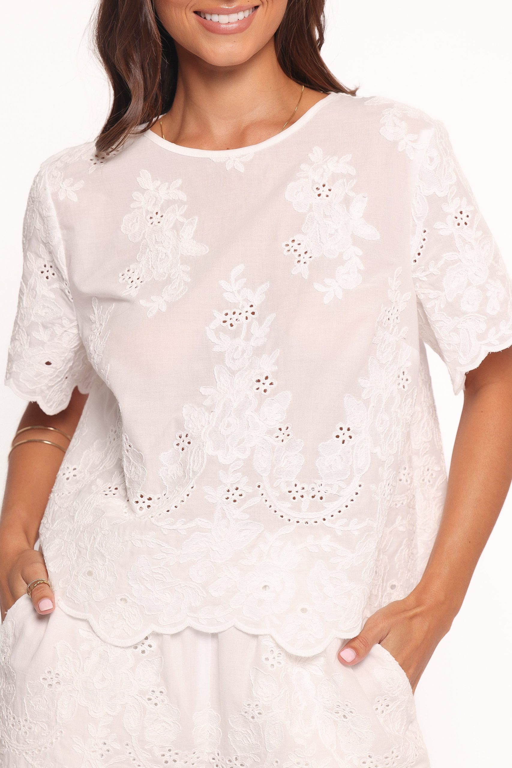 Tanis Embroidered Top - White - Image 2