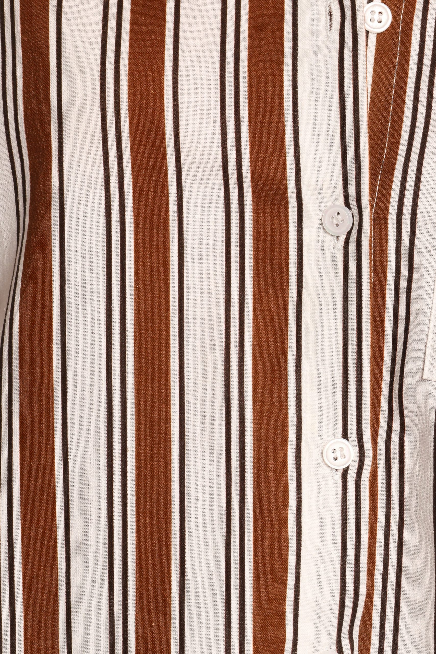 Thalia Short Sleeve Shirt - Chocolate Stripe - Image 7