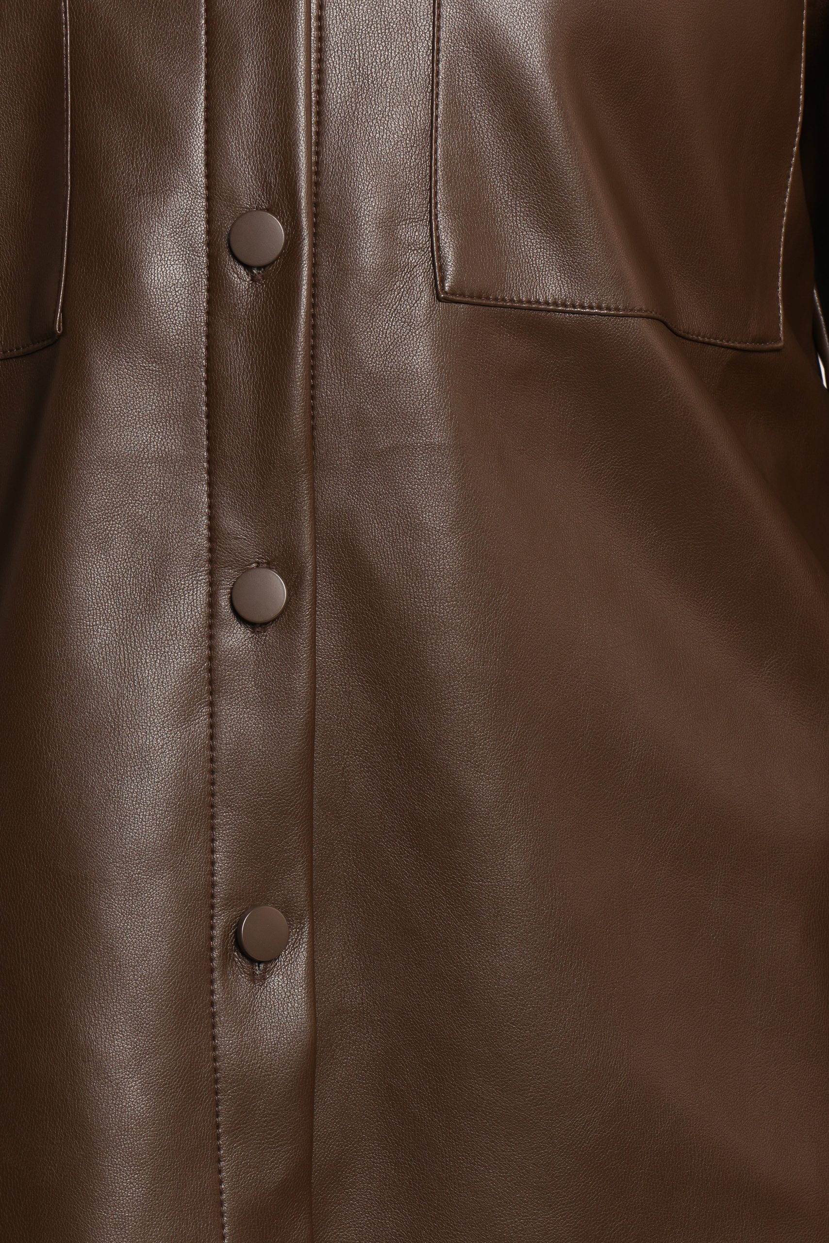 Trevira Faux Leather Shirt - Brown - Image 8