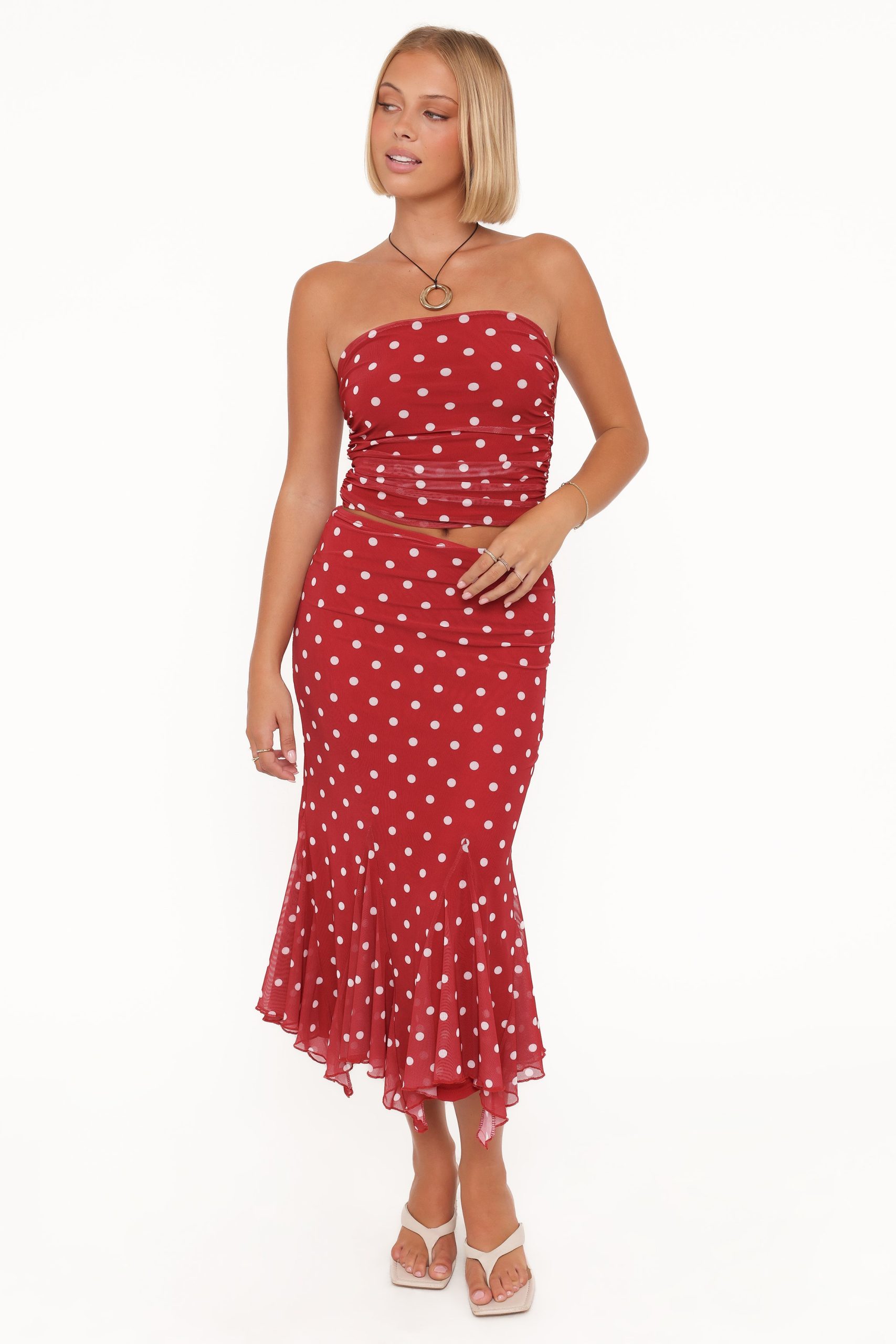 Tullia Strapless Top - Red Polka Dot - Image 5