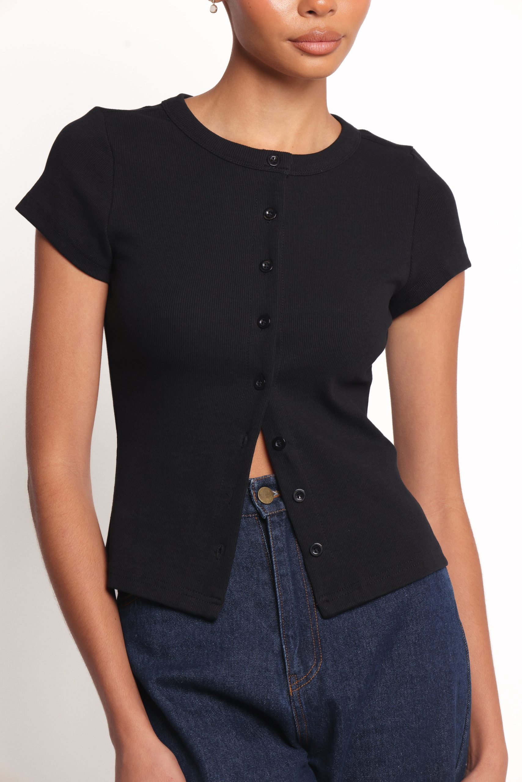 Tylarah Short Sleeve Cardigan Top - Black - Image 2