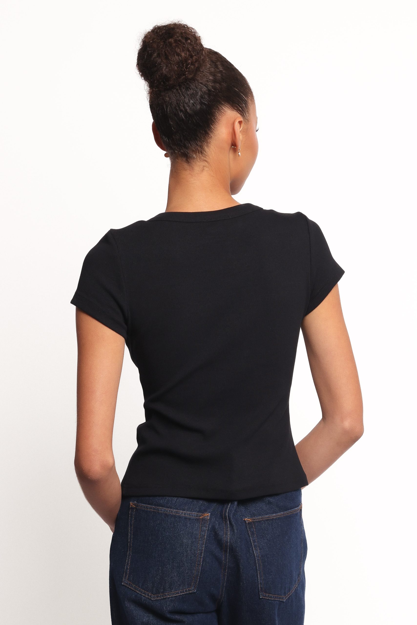 Tylarah Short Sleeve Cardigan Top - Black - Image 4
