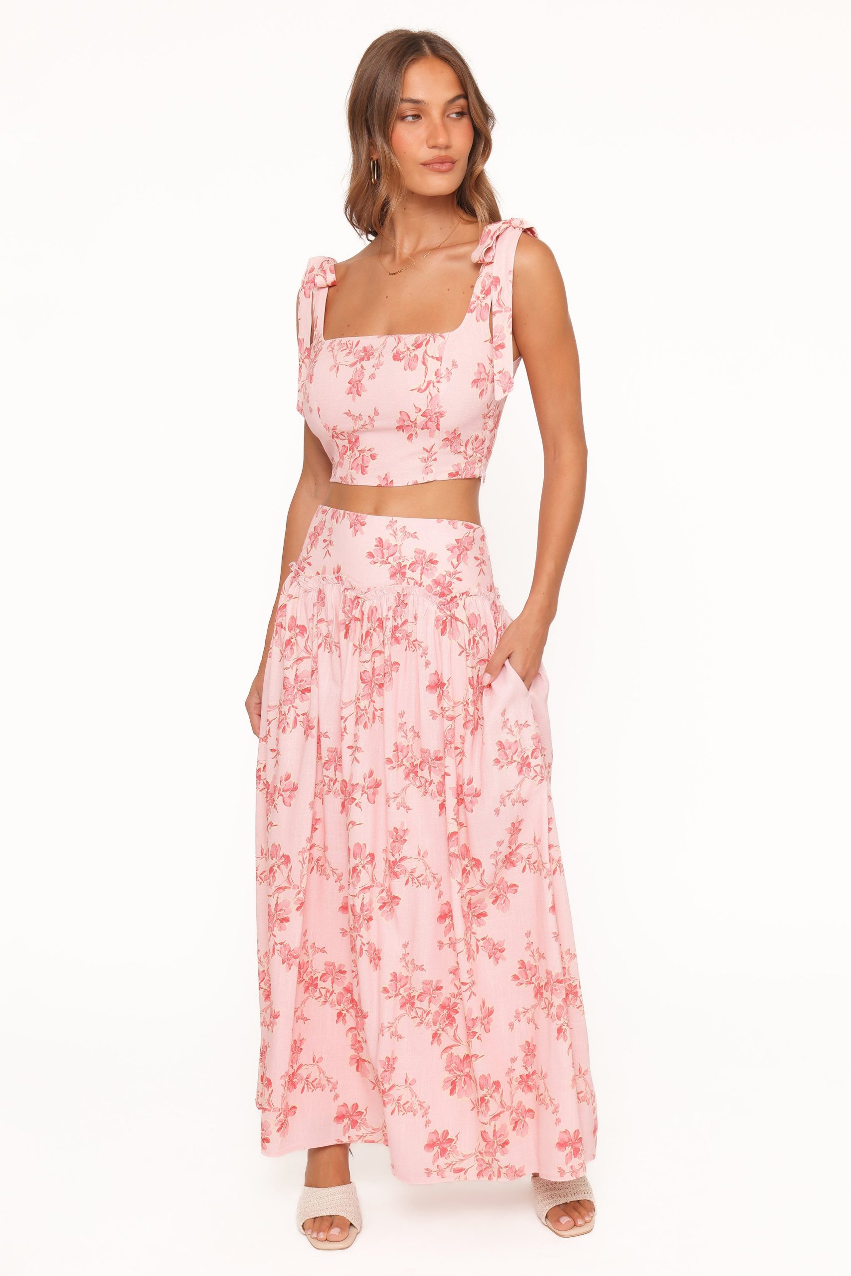 Tyler Tie Shoulder Top - Rose Pink Floral - Image 6