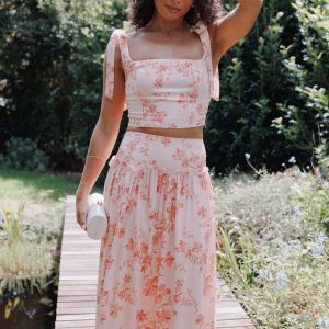 Tyler Tie Shoulder Top - Rose Pink Floral