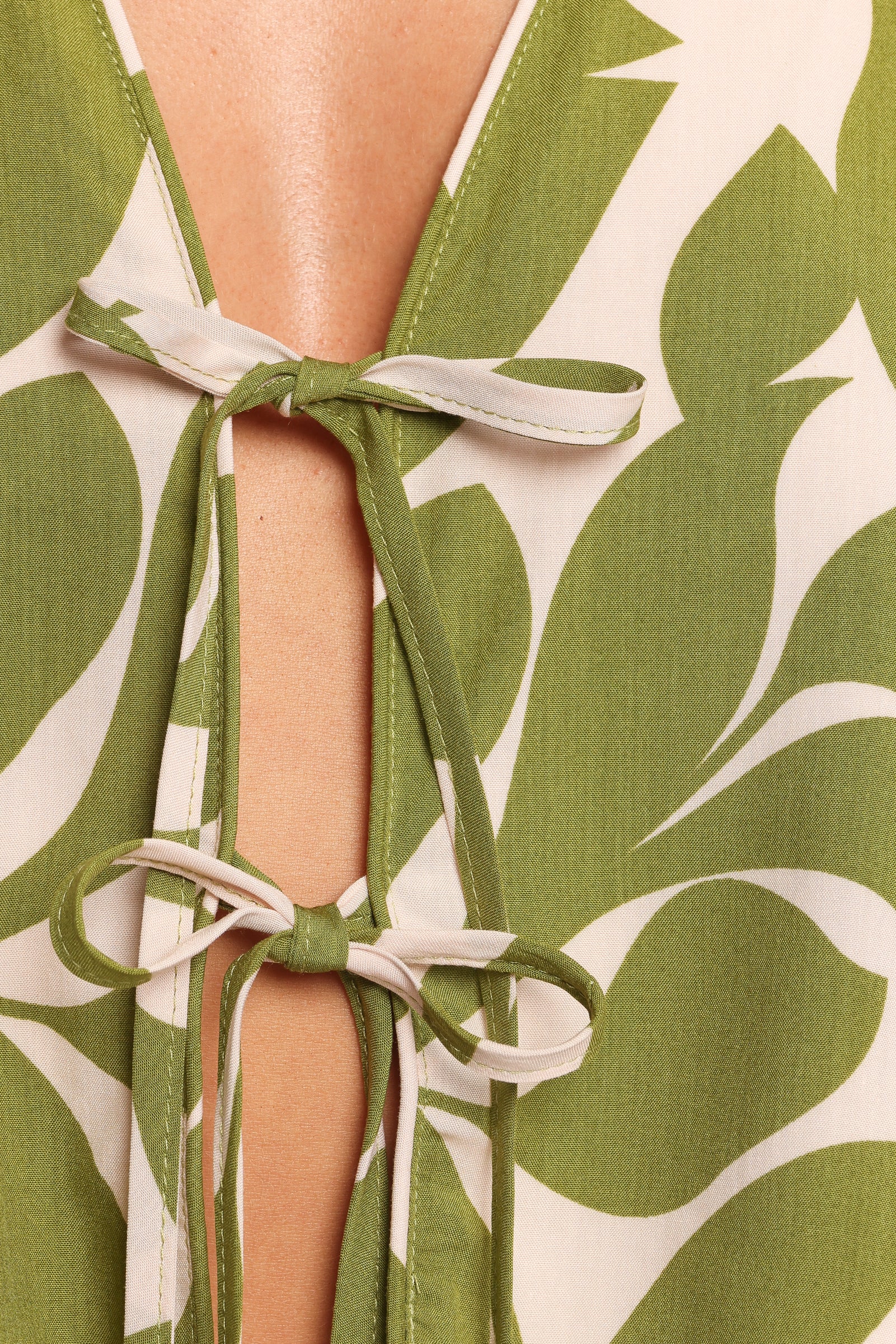 Valia Tie Top - Green Floral - Image 8