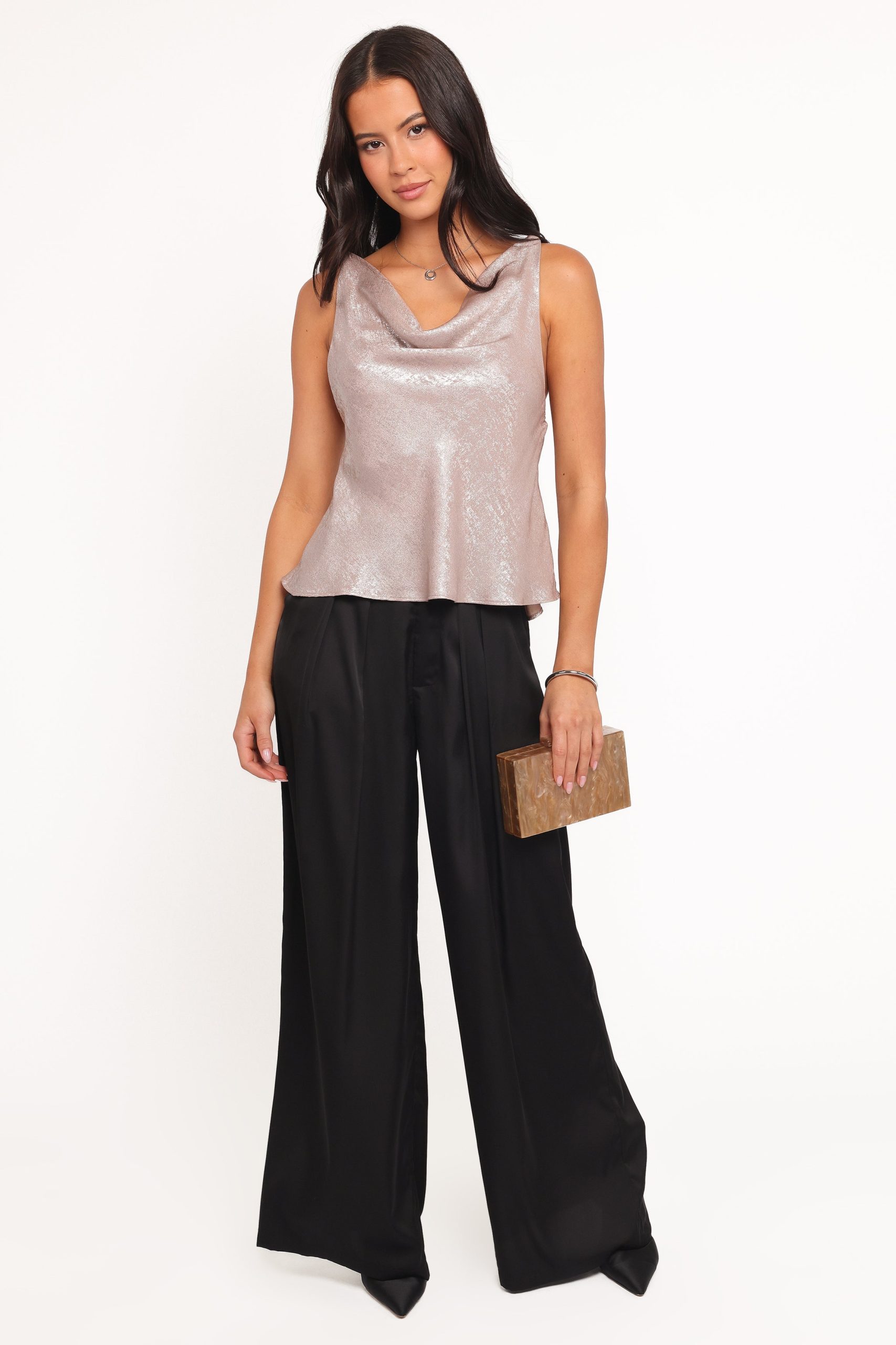 Vita Cowl Neck Cami Top - Champagne - Image 6