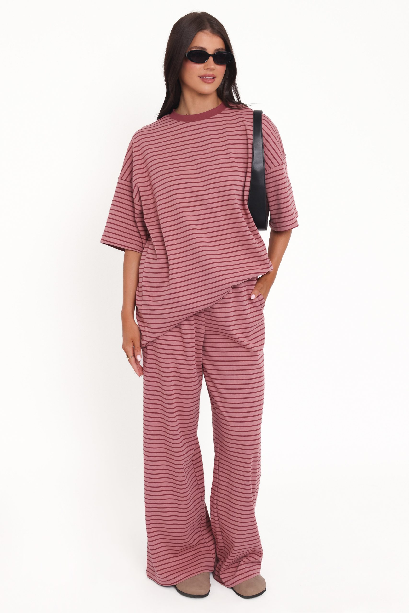 Wilda Oversized Tee - Pink Red Stripe - Image 2