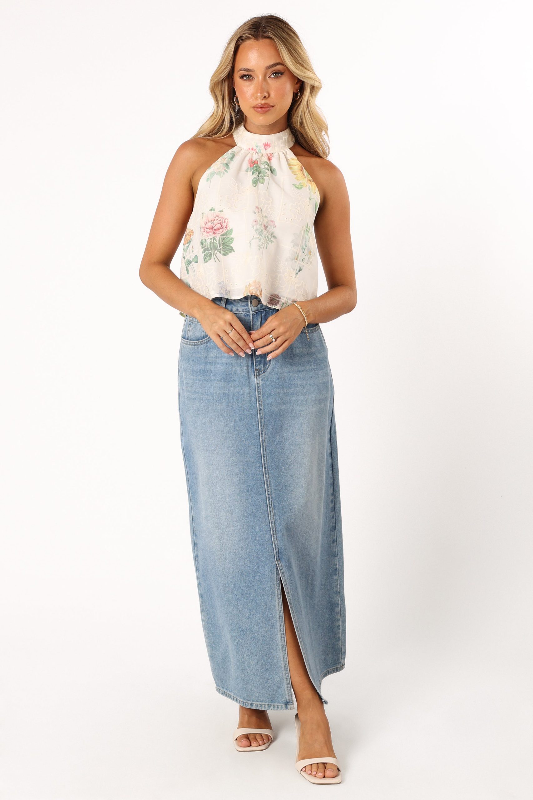Willa Halterneck Top - White Floral - Image 8