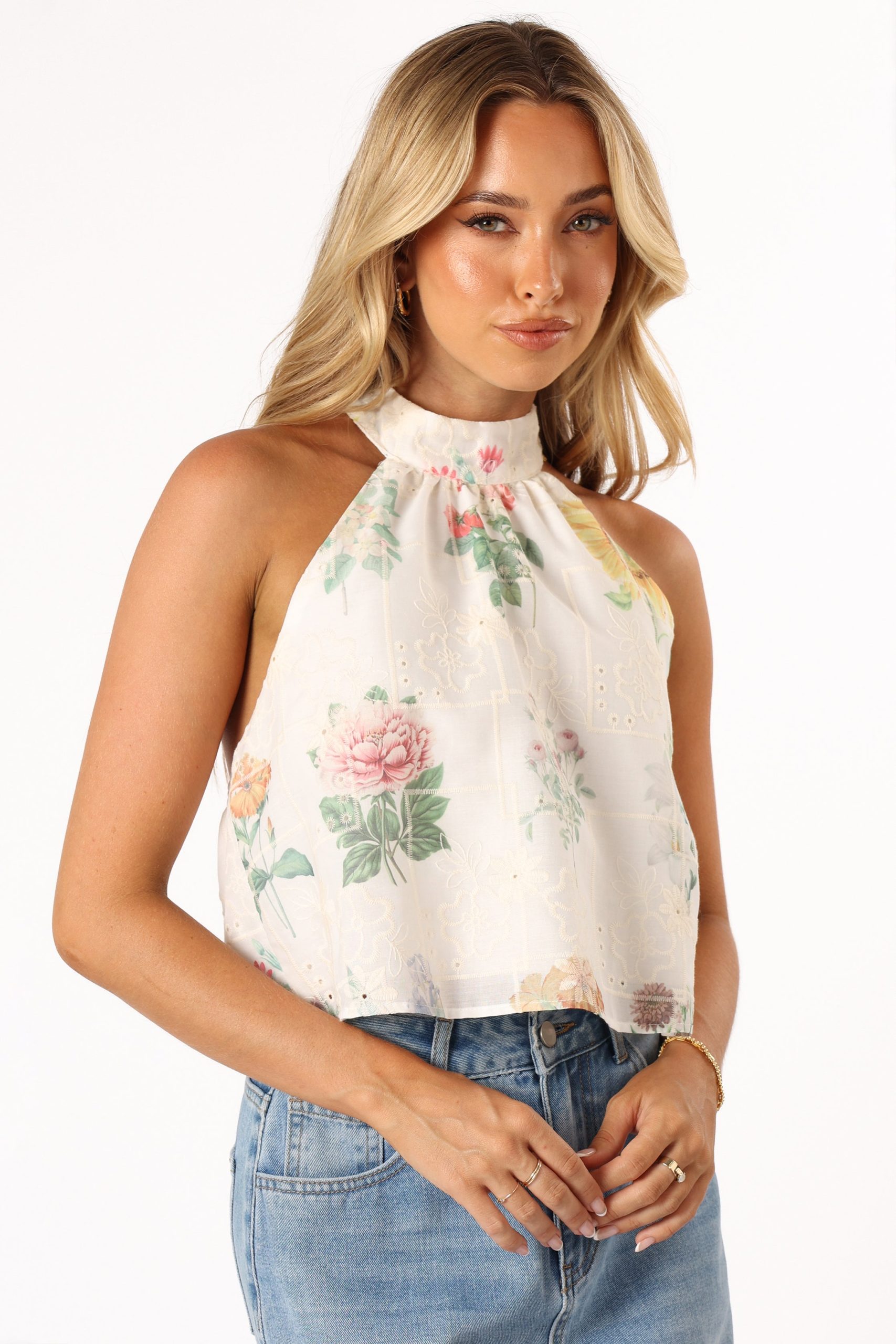 Willa Halterneck Top - White Floral - Image 7
